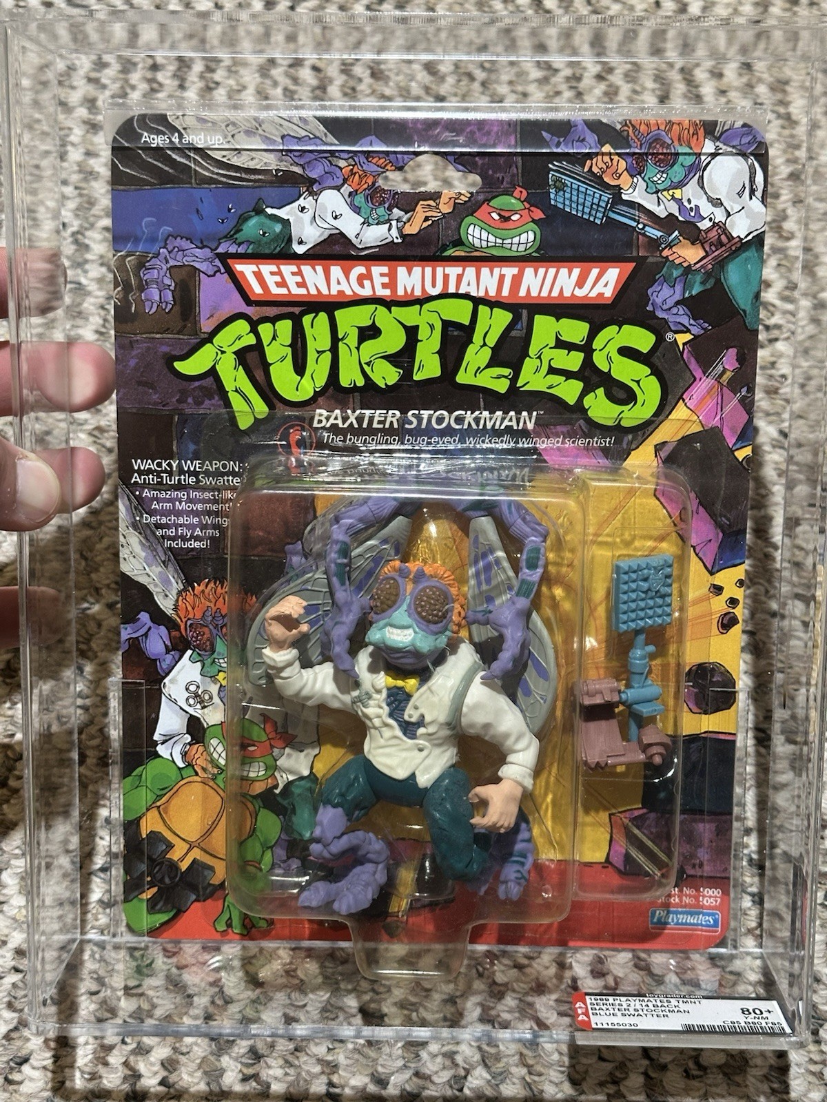 TMNT AFA 80+ Baxter Stockman Blue Swatter Variant 14 Back Y-NM Mirage Studios!