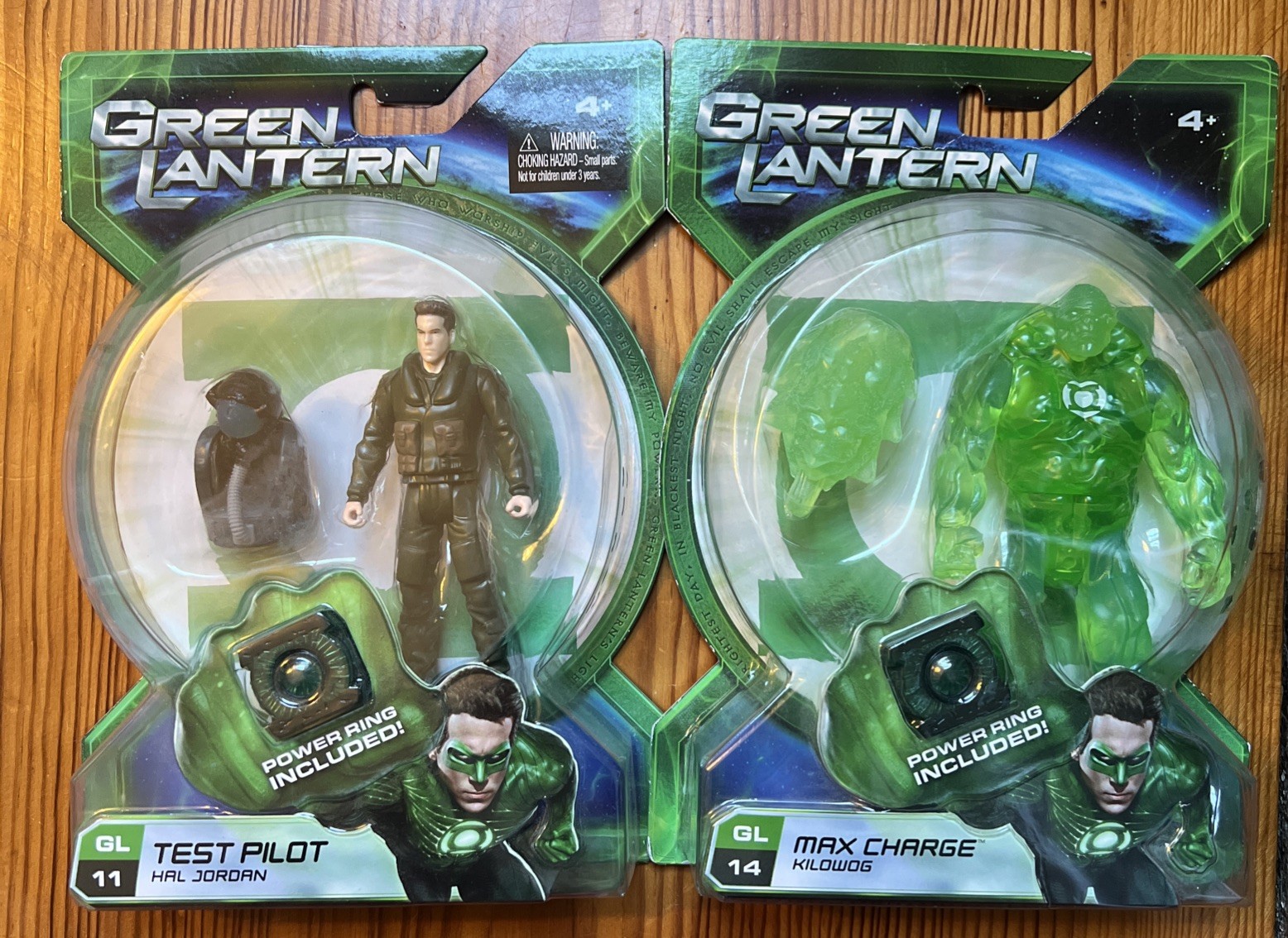 Year 2010 DC Green Lantern Power Ring Kilowog & Test Pilot HAL JORDAN Lot Of 2