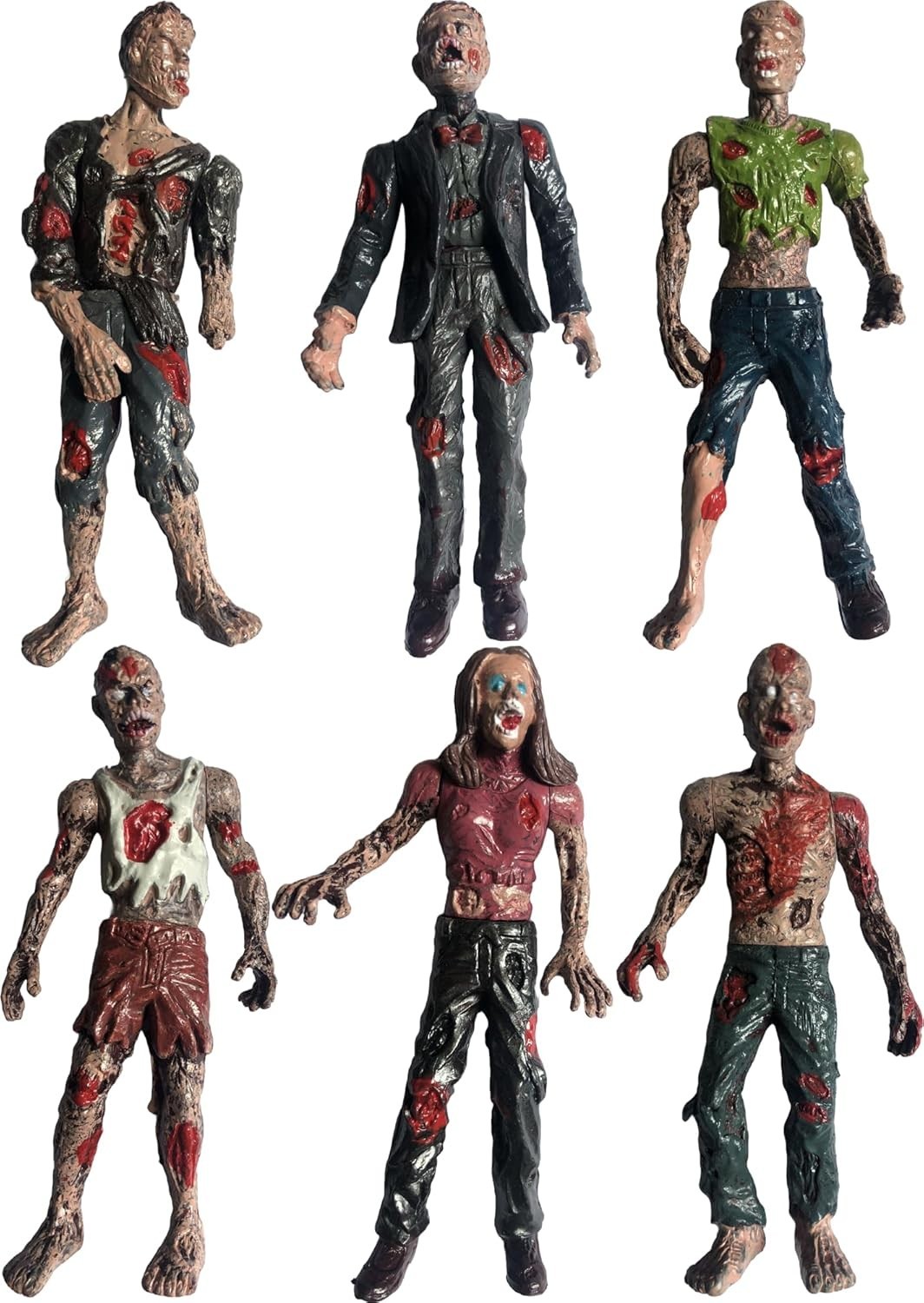 Moveable Joint Zombie Figurines Pack of 6 Safe Non Toxic for Ages 3 and Up