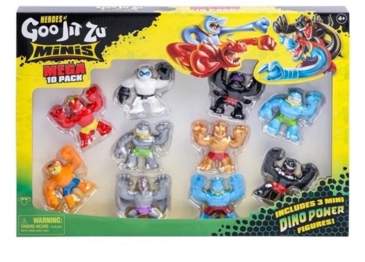 Heroes of Goo Jit Zu Minis Mega 10 Pack Stretchy Squishy 2.5&Prime; Figures Ages 4+