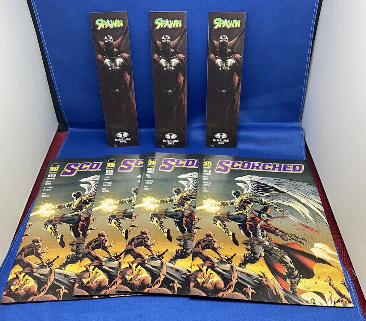 MCFARLANE Spawn Page Punchers Scorched Comic Book Lot of 4 and 3 Bookmarks