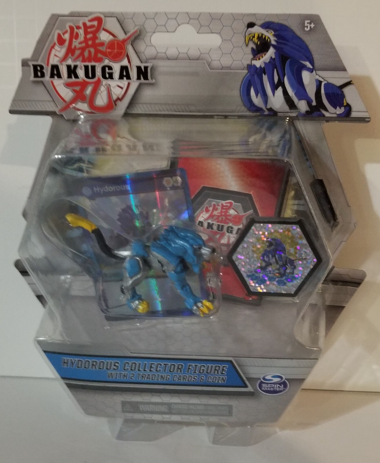 Bakugan Collector Figure Hydorous blue/gray with 2 Trading Cards & Coin NIB NEW