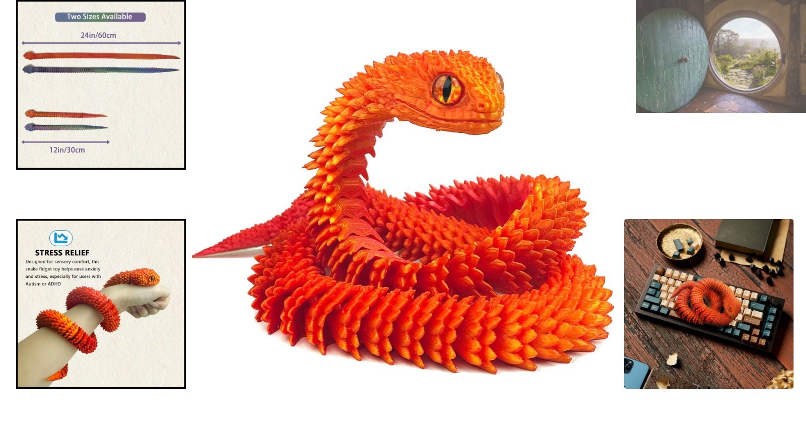 Easter Basket Essential: 24in 3D Printed Snake Fidget Toy for All Occasions