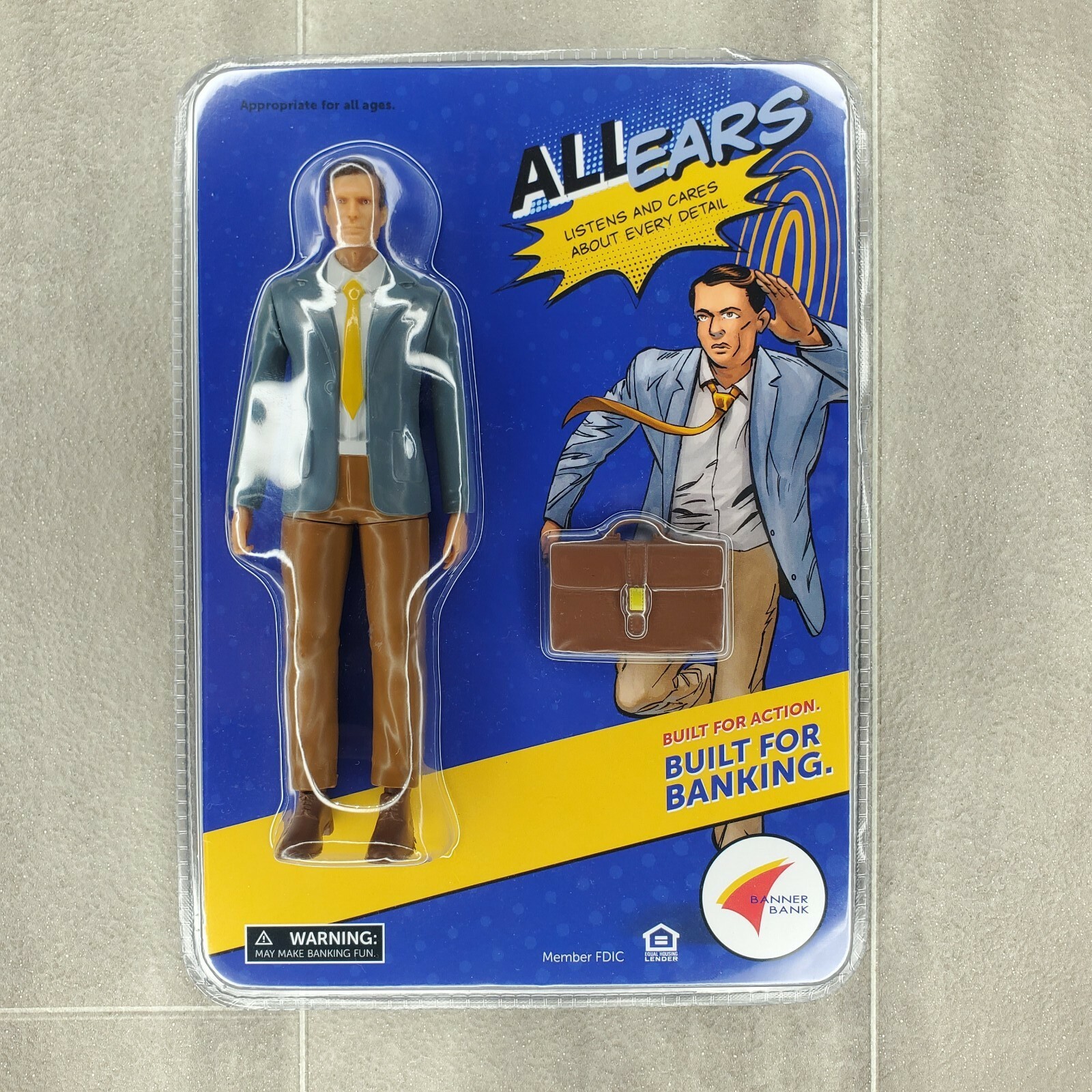 All Ears Built For Banking Promotional Banner Bank Action Figure Lot Gag Gift