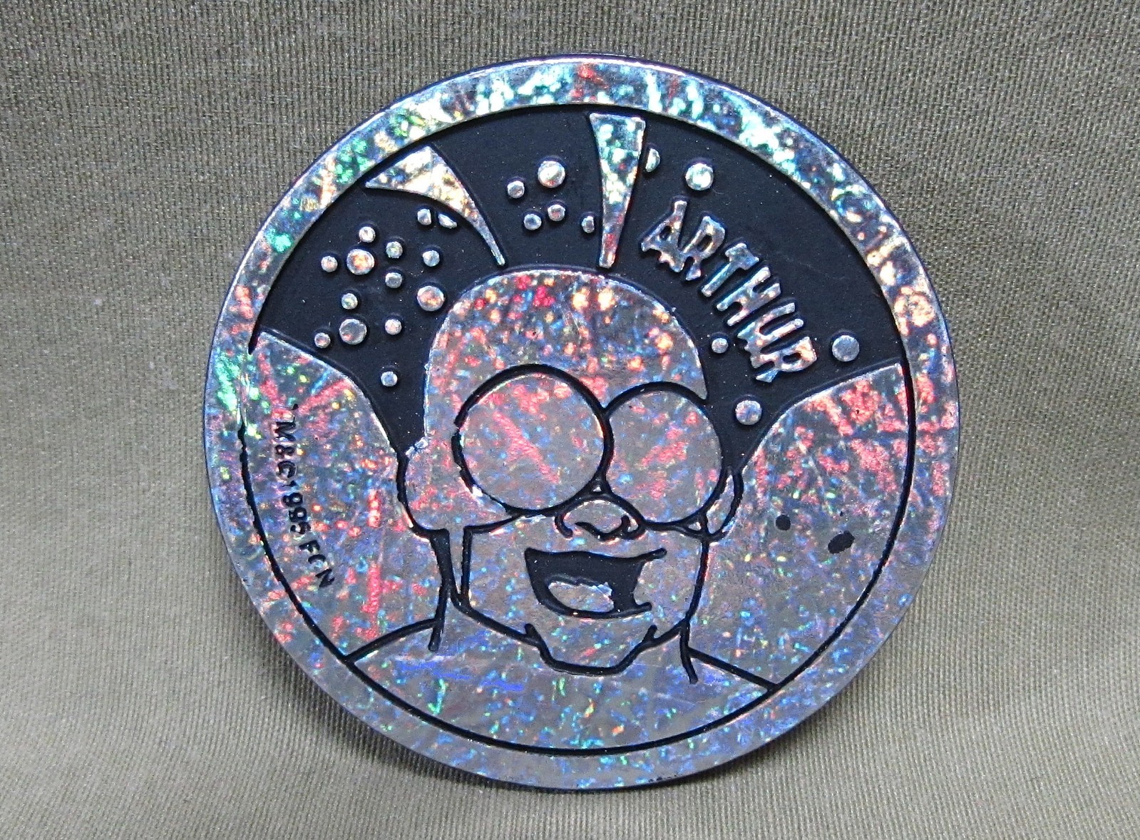 SILVER ARTHUR KINI SLAMMER 1995 The Tick Plastic Pog Milkcap Fox Network