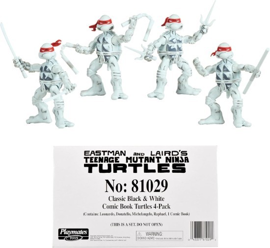 Playmates TMNT Ninja Turtles Black & White Comic Book Series Set Figures New