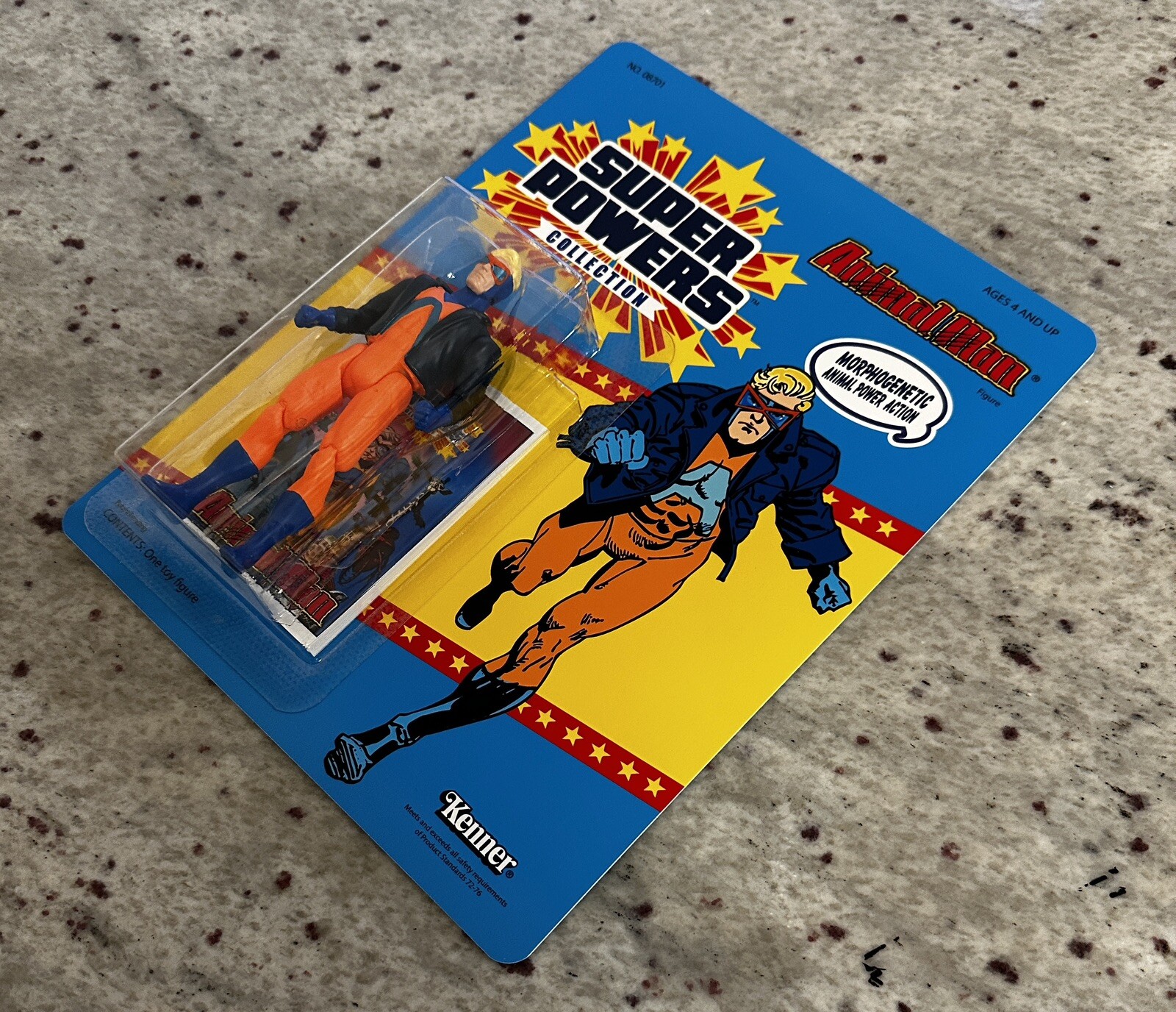 Custom DC “Kenner” Super Powers ANIMAL MAN Figure – MOC – with collectors card!