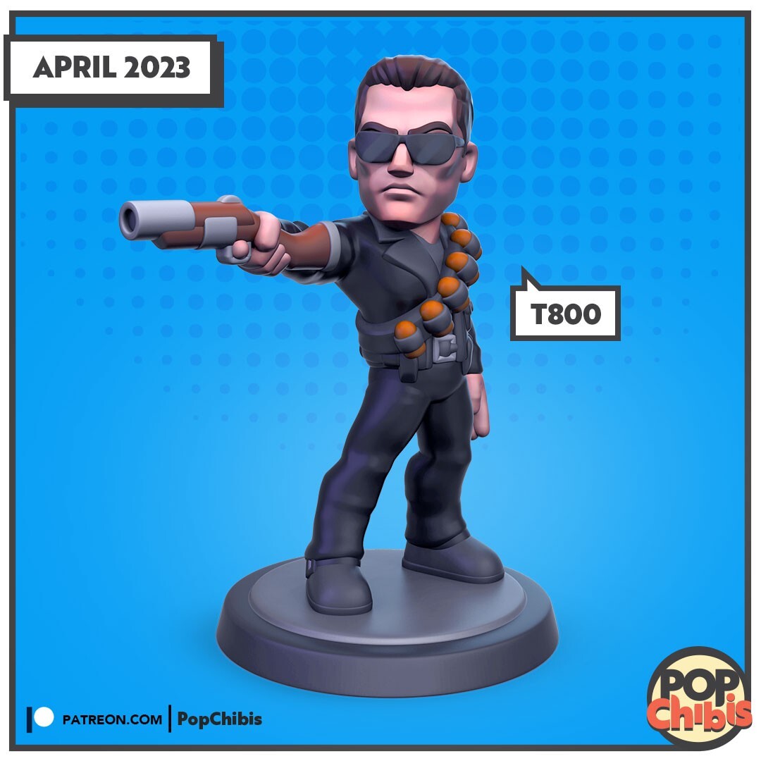 T800 Terminator | POP | CHIBI | 60mm base | 1:20 | 3D print | Model Kit