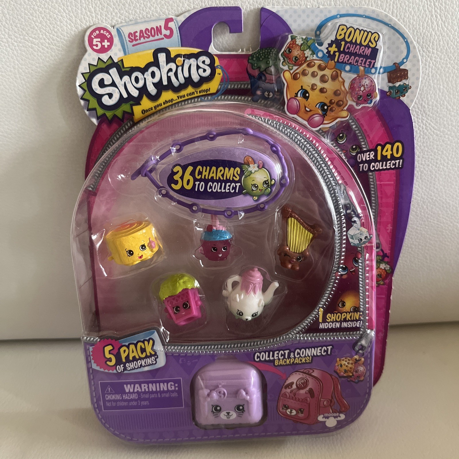 Shopkins Season 5 Limited Edition Tiny Toys 5 Pack New with Charm Bracelet