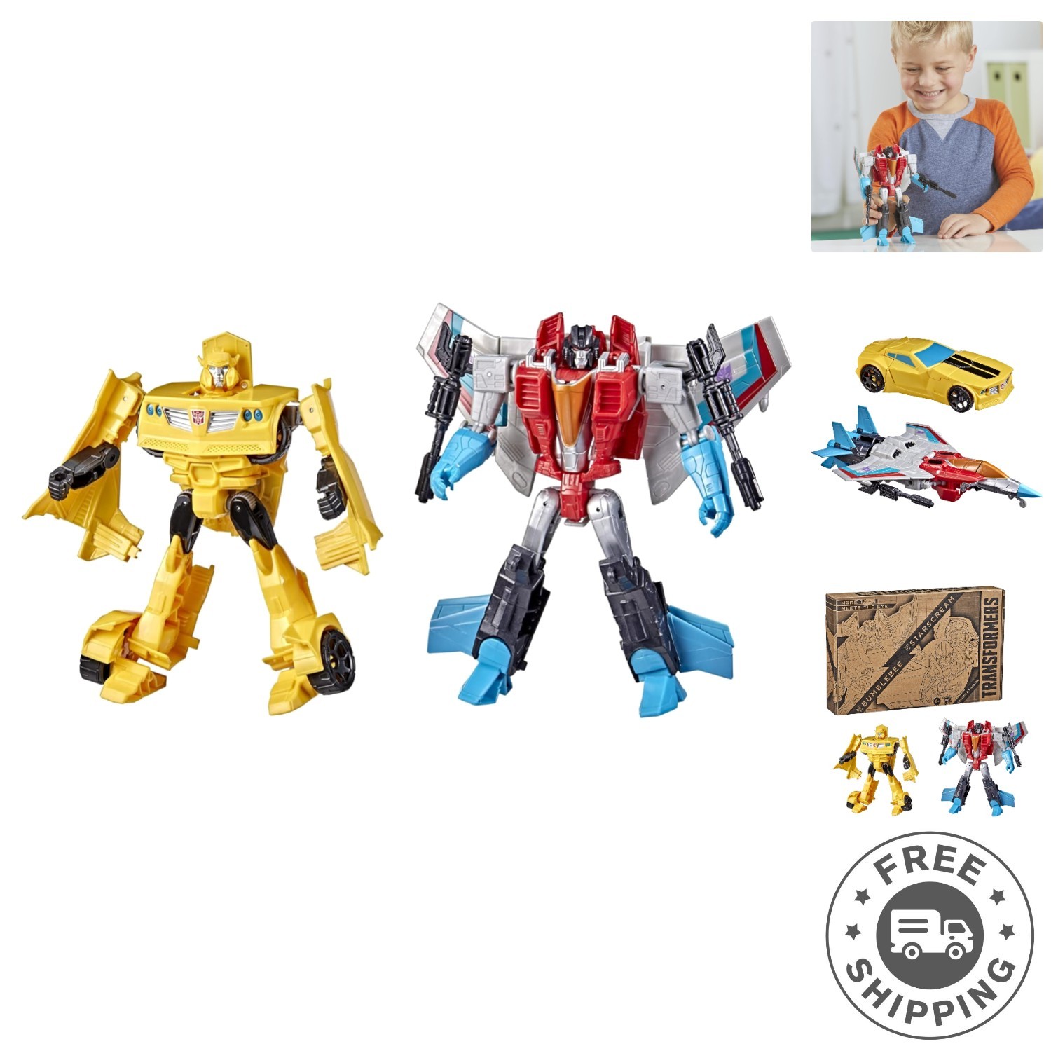 Collectible Bumblebee & Starscream 7-Inch Transformers Figures for Kids Ages 6+