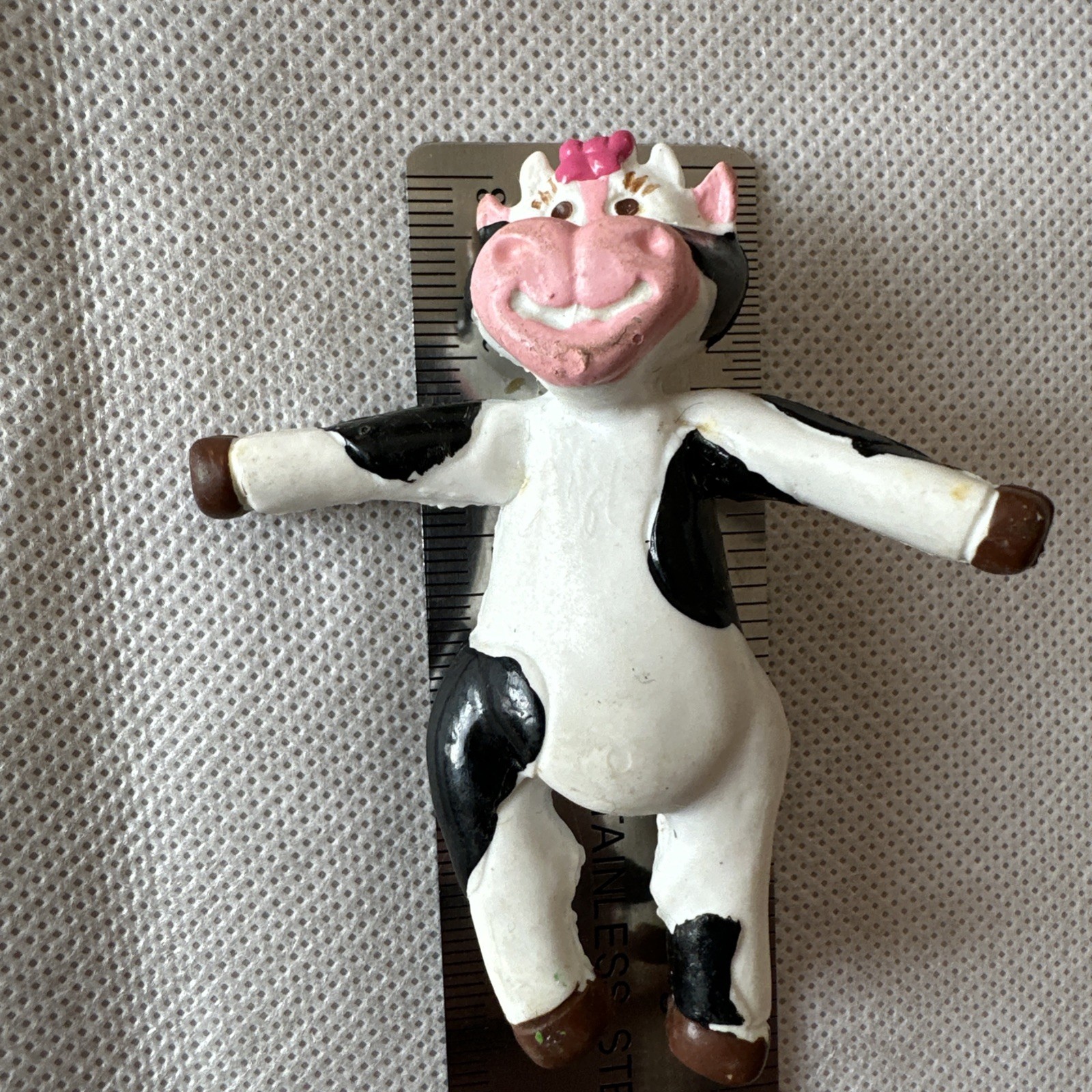 Miniature Figurines Lot of 4 Cow Bear Pig Airplane Animal Toy Figures Mixed