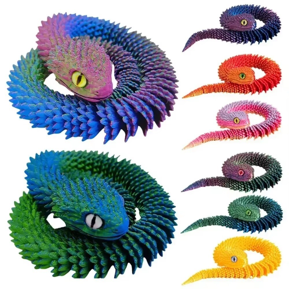 24&Prime; 3D Printed Animals Snake Viper Snake Flexible Snake Fidget Toys Desk Decor