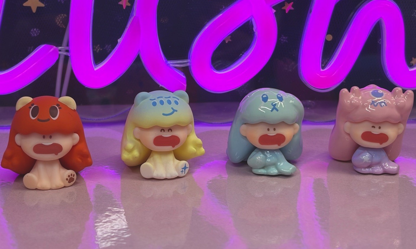 Quupip Emotional Monster Mini-figures: Lot Of Four, NEW, In Resealable Bag