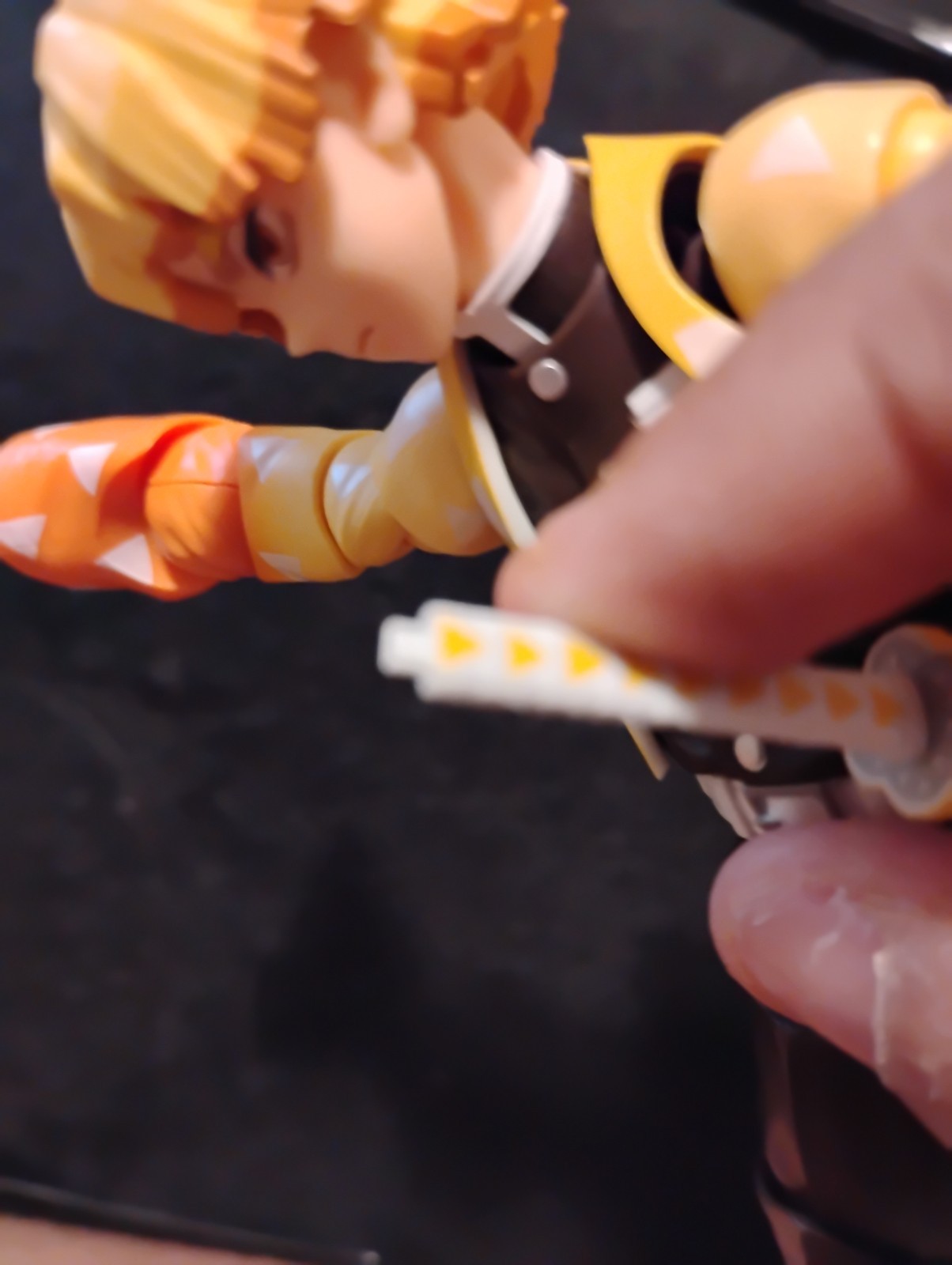 Zenitsu Agatsuma Demon Slayer Action Figure w/ Sword, Interchangeable Hands/Head