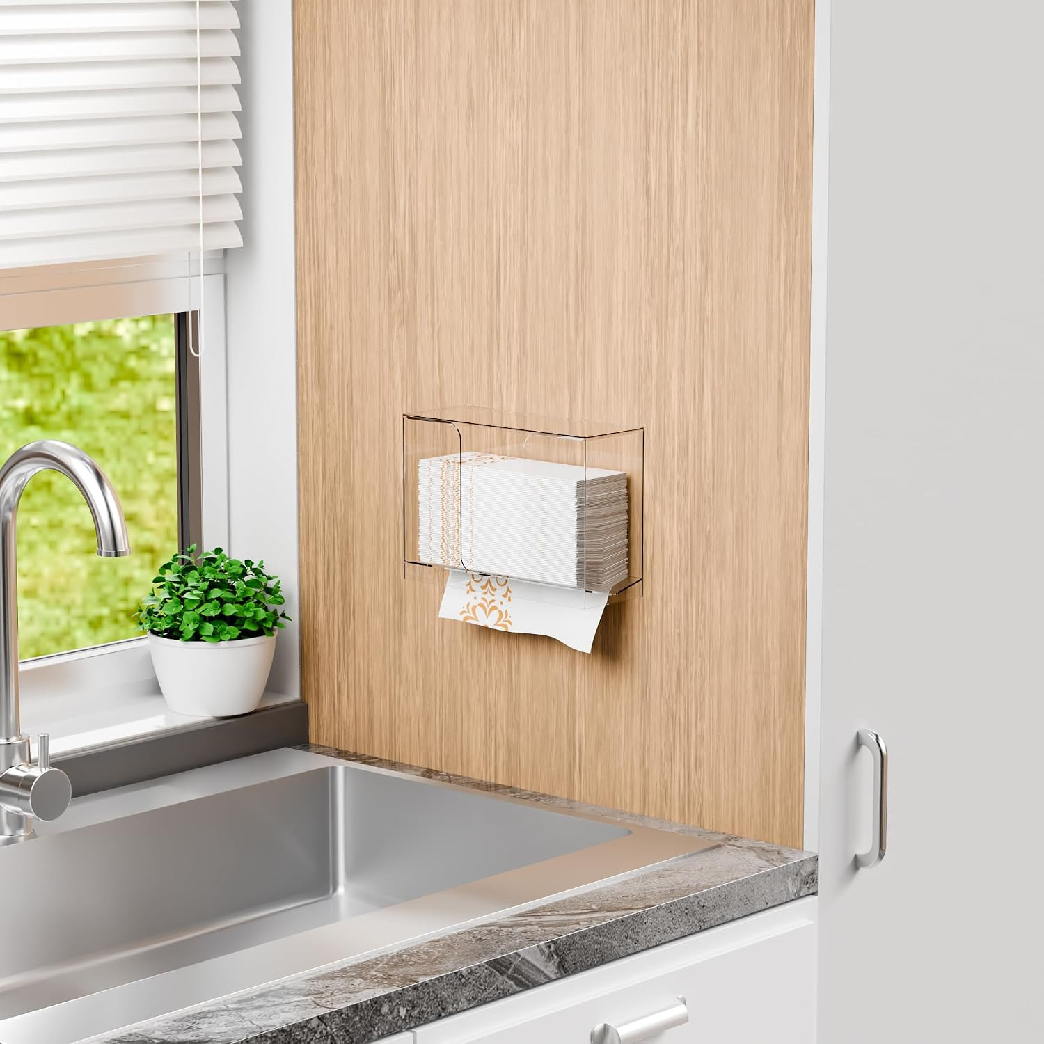 Cq Acrylic Wall Mount Multifold Paper Towel Dispenser & Box for Bathroom,Home -1