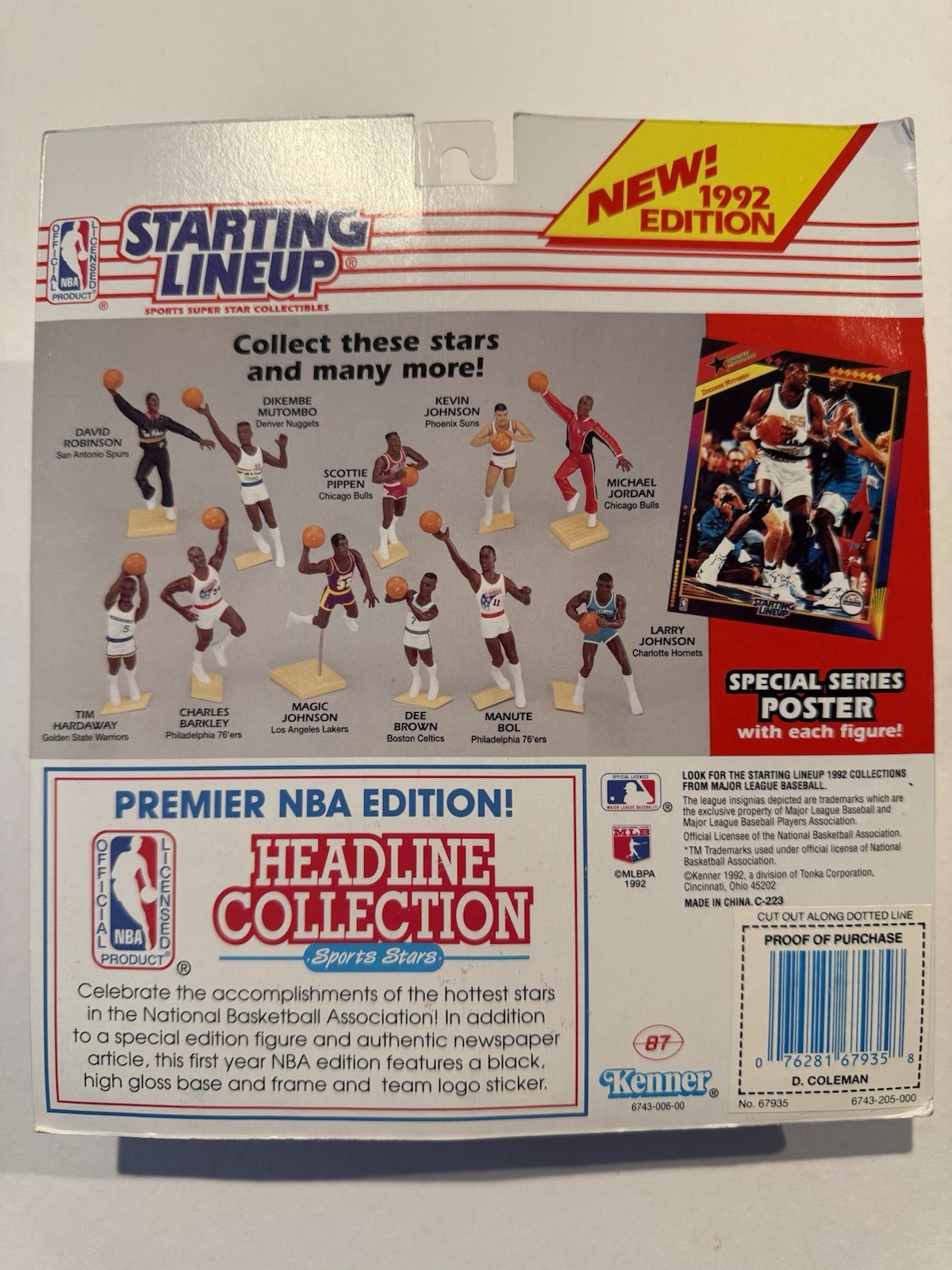 💥🏀 1992 DERRICK COLEMAN Starting Lineup, NJ Nets, NBA, Card & Poster 🏀💥