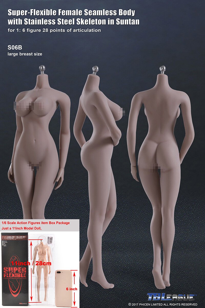 1/6 Tbleague Phicen Female Black/Suntan Mid Bust Body 12in Soldier Action Figure