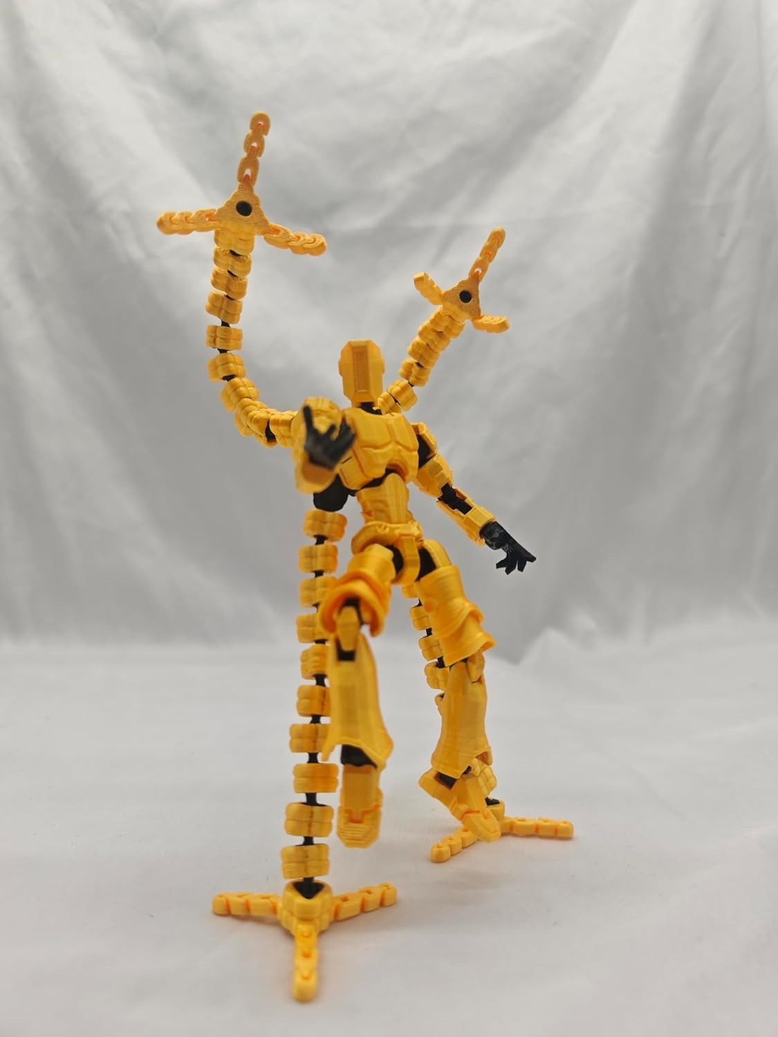 T13 3D Action Figures 2PCS Multi-Jointed Robot Desktop Toy Gold Silver