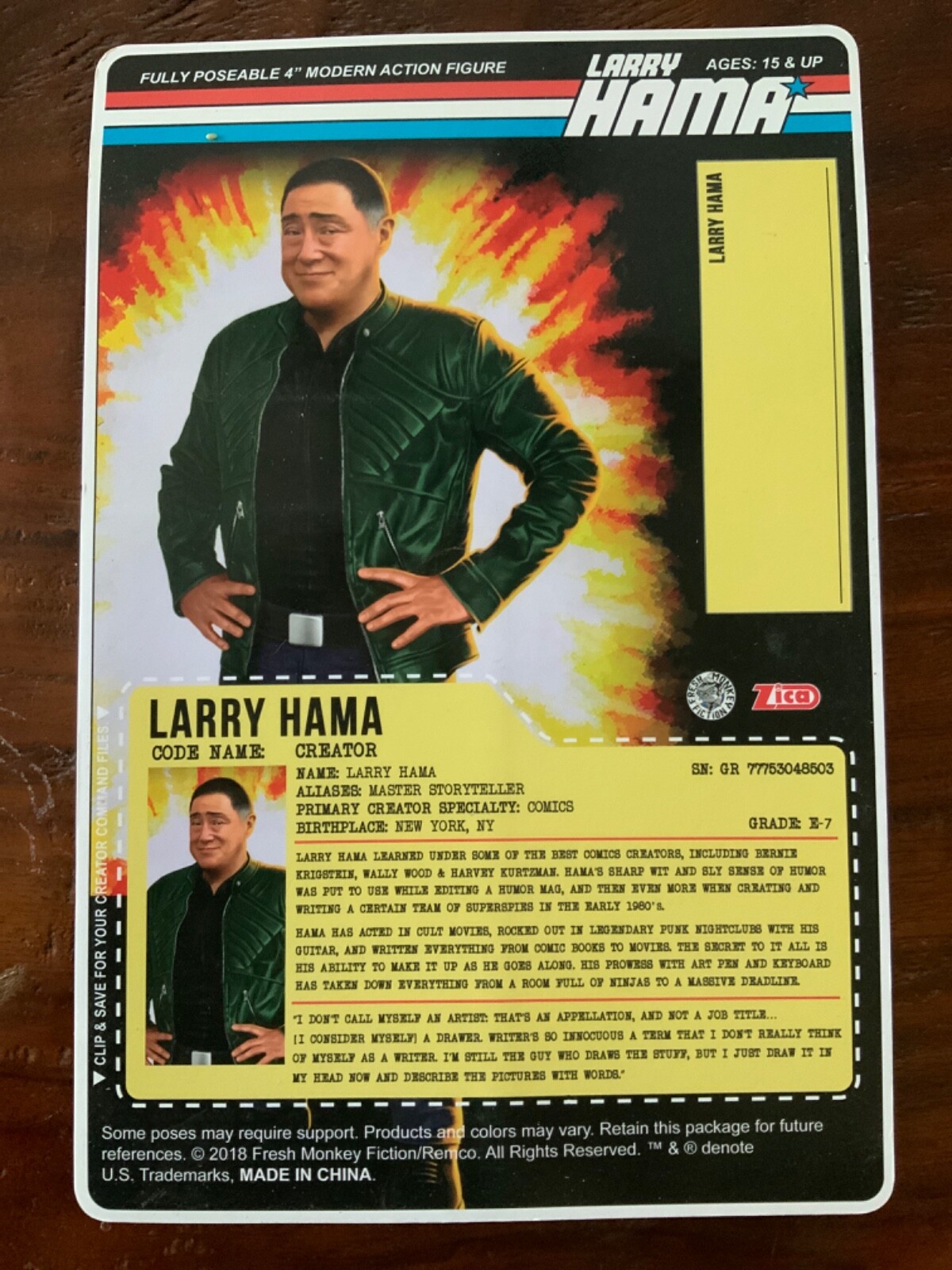 Larry Hama Action Figures – Fresh Monkey Fiction Zica Toys 2020 – Sealed On Card