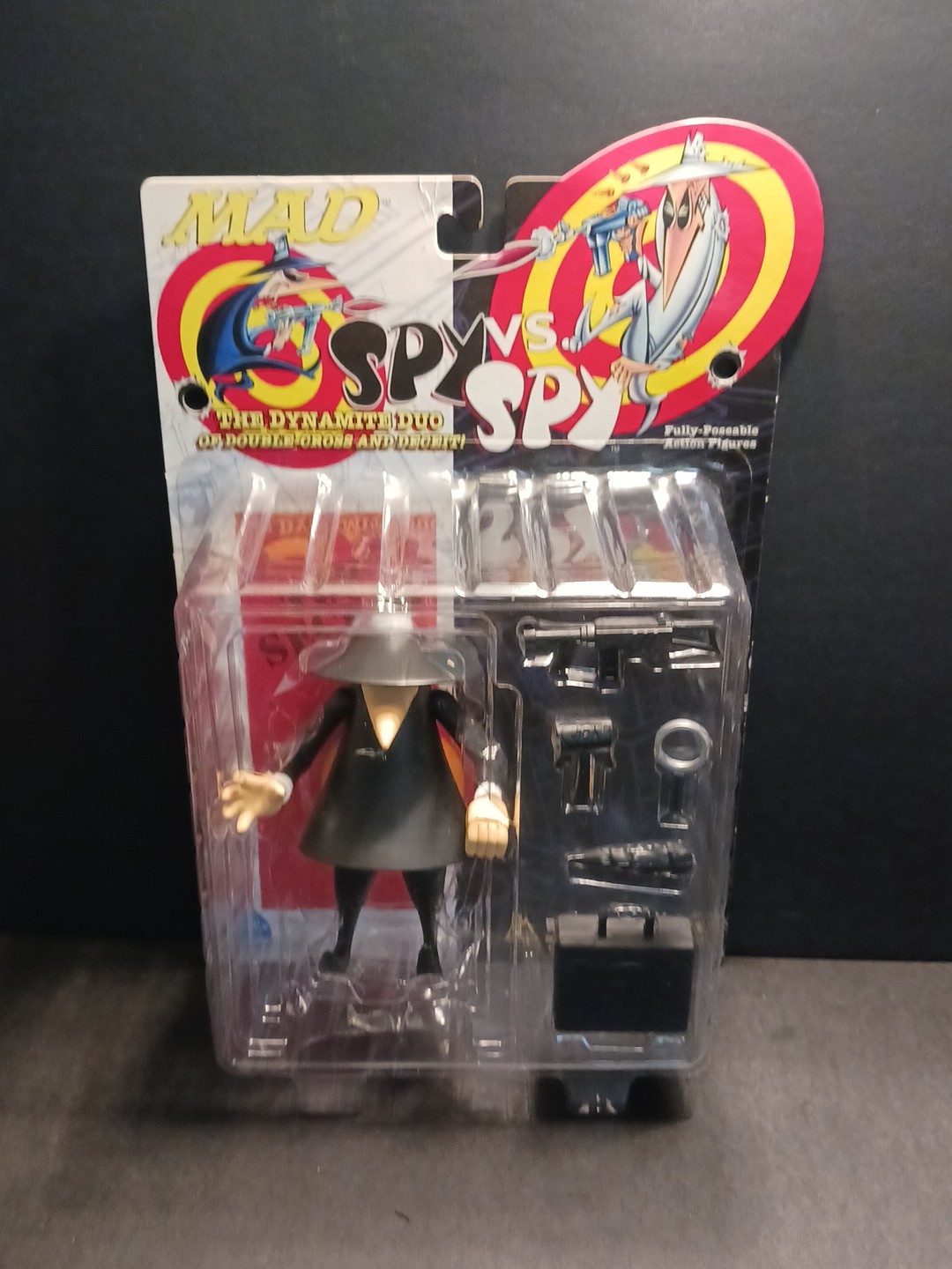 RARE Mad Magazine Spy vs Spy Action Figure, Black VARIANT Spy, DC Direct 1998