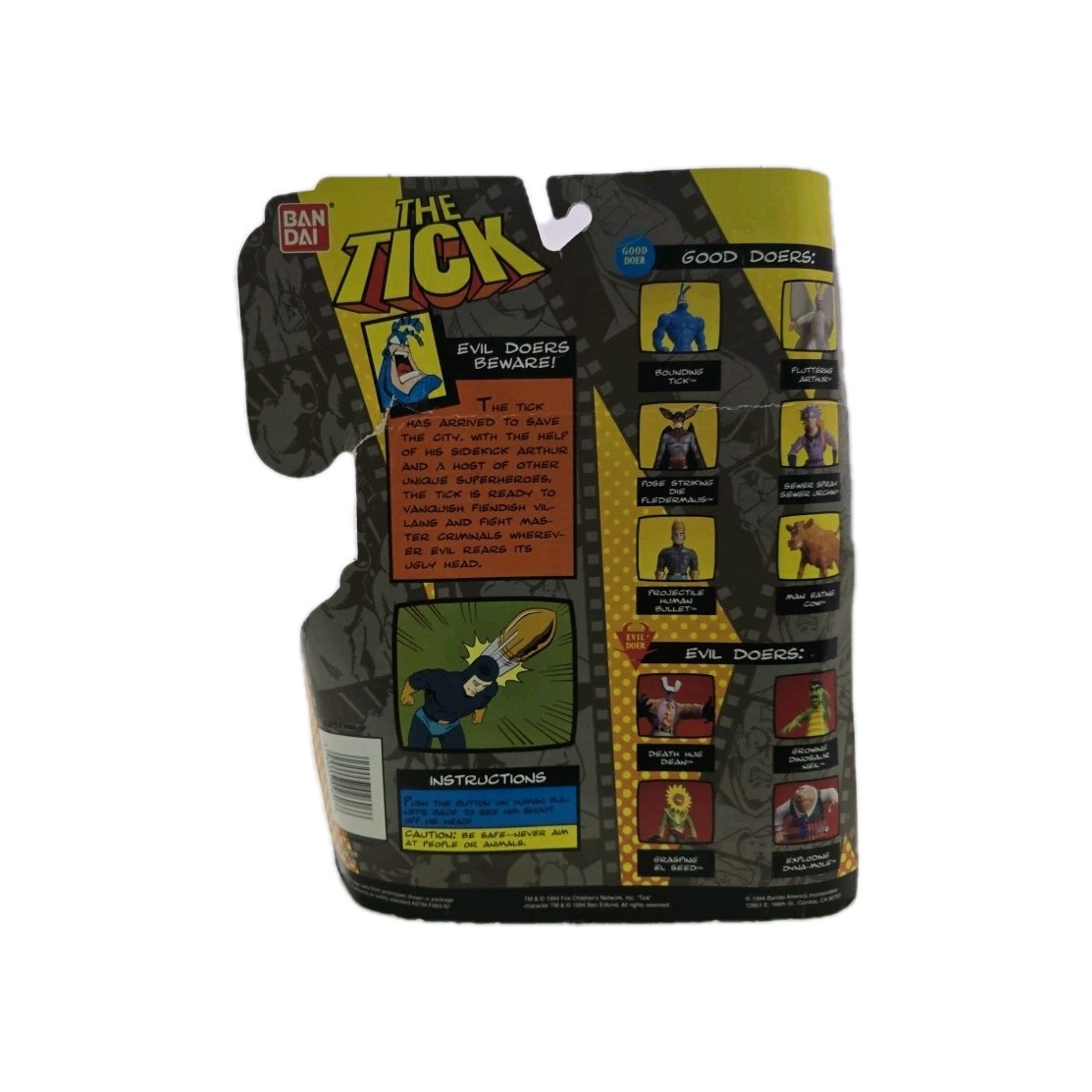 The Tick Projectile Human Bullet Action Figure Bandai Fox Kids Network 1994