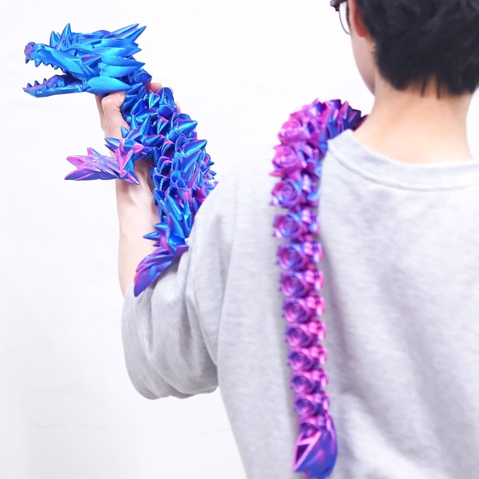 47.5inch 3D Printed Rose Dragon Model,Articulated Animals figure,Toys Home Decor