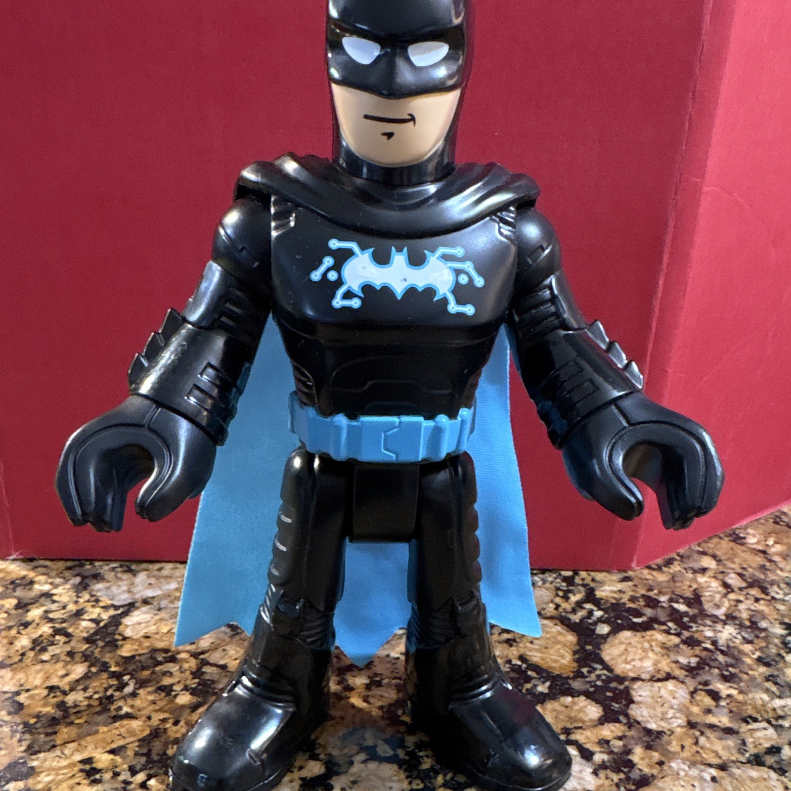 DC Universe Batman Action Figure Black Suit Blue Cape Plastic Fabric 10in