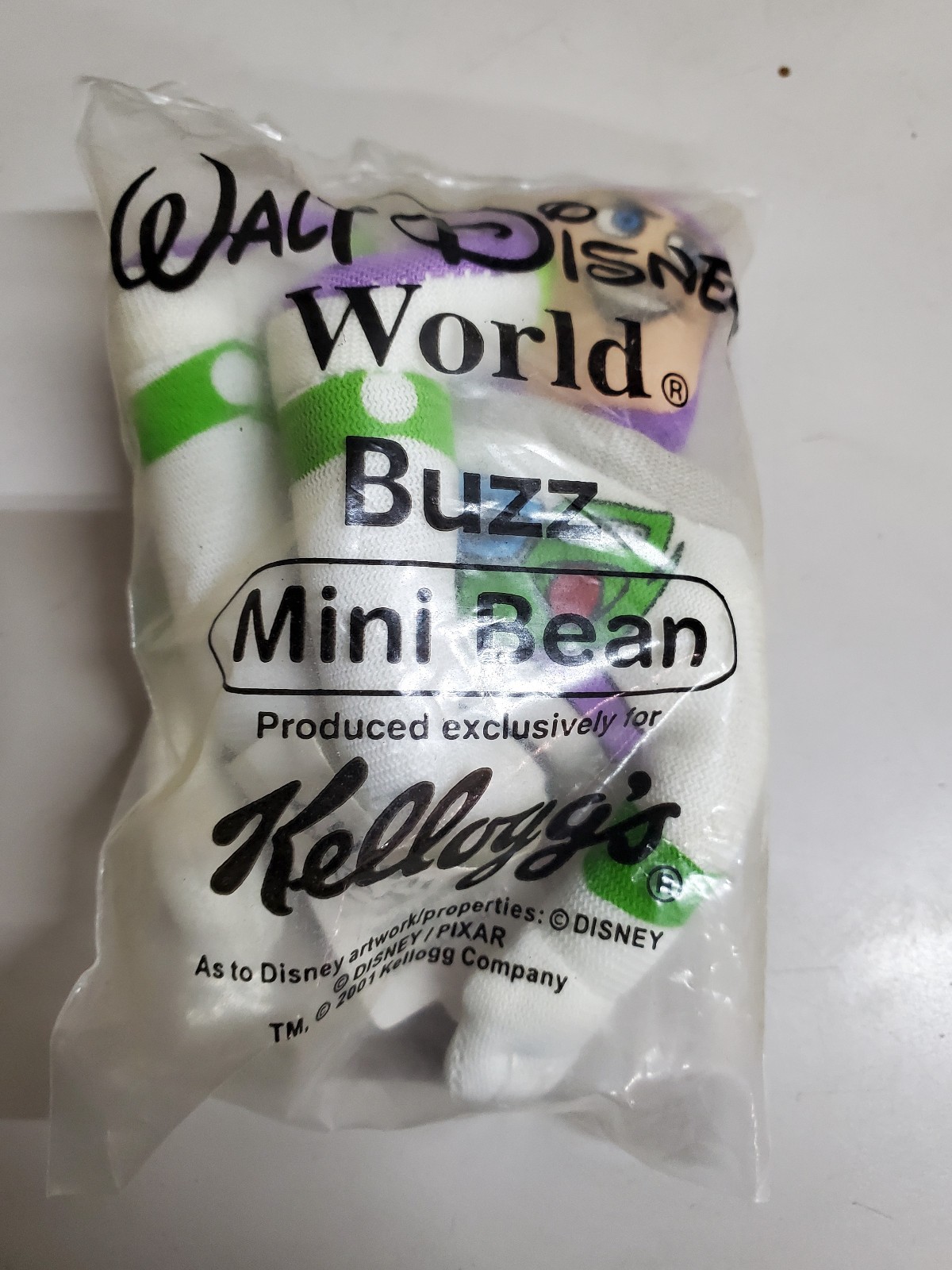 Walt Disney World Buzz Toy Story Mini Bean Plush Kelloggs 2001 SEALED NEW in Bag