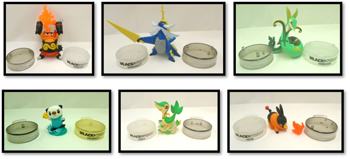 Vintage Pokemon Black and White Figures with 2 Stands Promo Bottle Cap