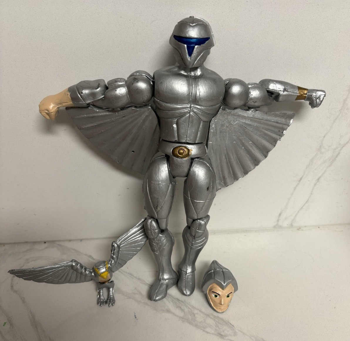 SilverHawks Rayo de Plata 9in Handmade Custom Figure + Extra Head & Eagle