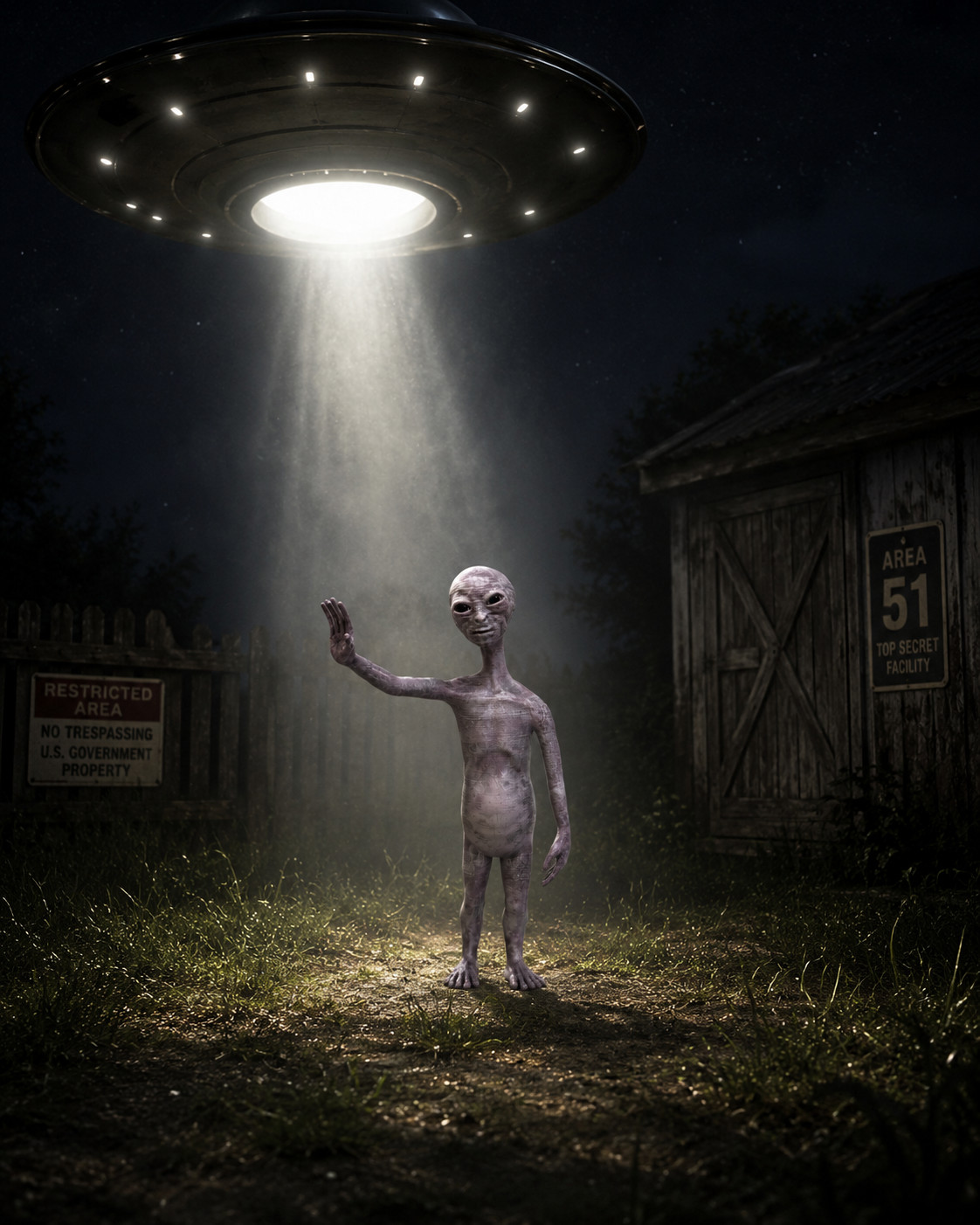 Grey Alien Figurine 18cm Puck UFO Sci-Fi Collectible Close Encounters Inspired