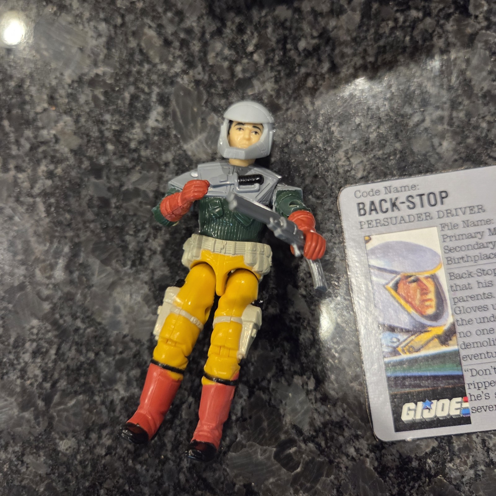 Original 1987 GI Joe Persuader Complete And Backstop action figure And File Card