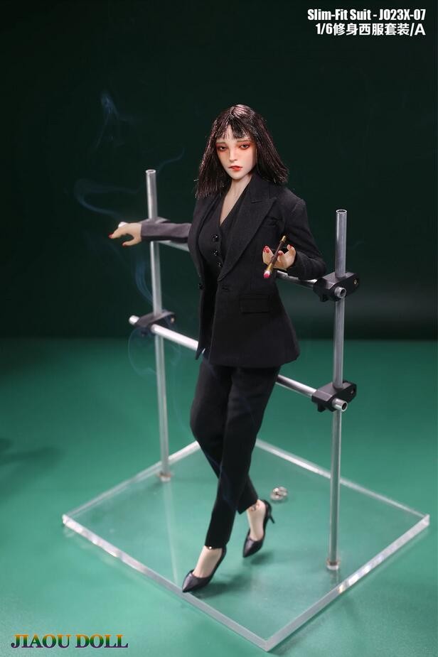 1/6 JO23X-07A Black Slim Suit Coat Trousers Vest Clothes Fit 12 » Female Figure