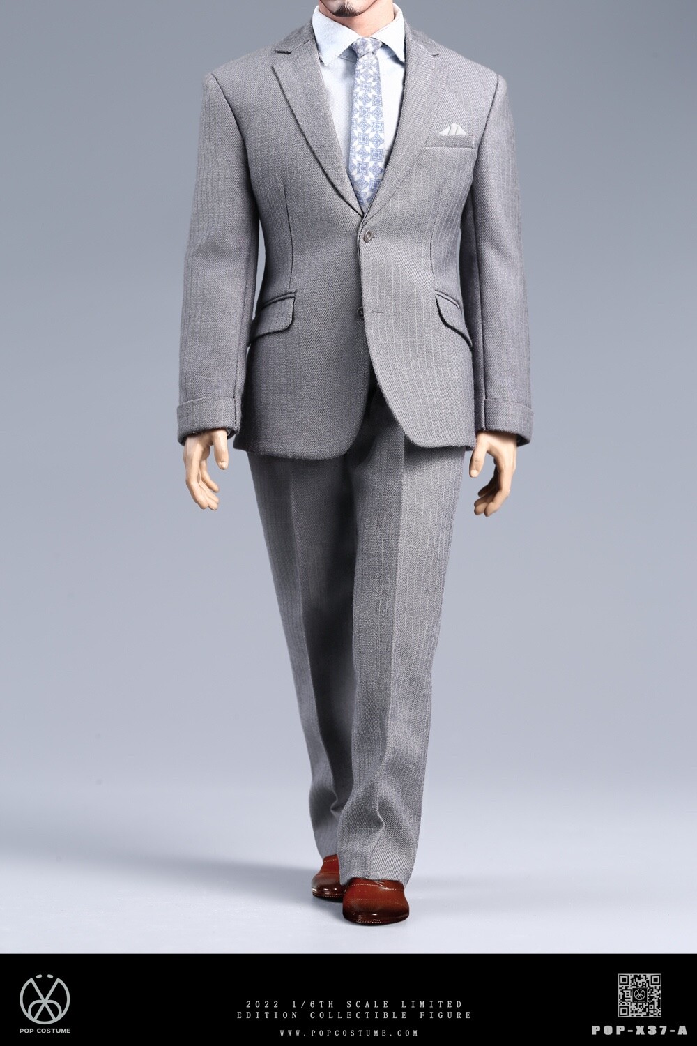 POP-X37-A: POP COSTUME 1/6 Men suit (stand sold separately) – Light Grey Stripe