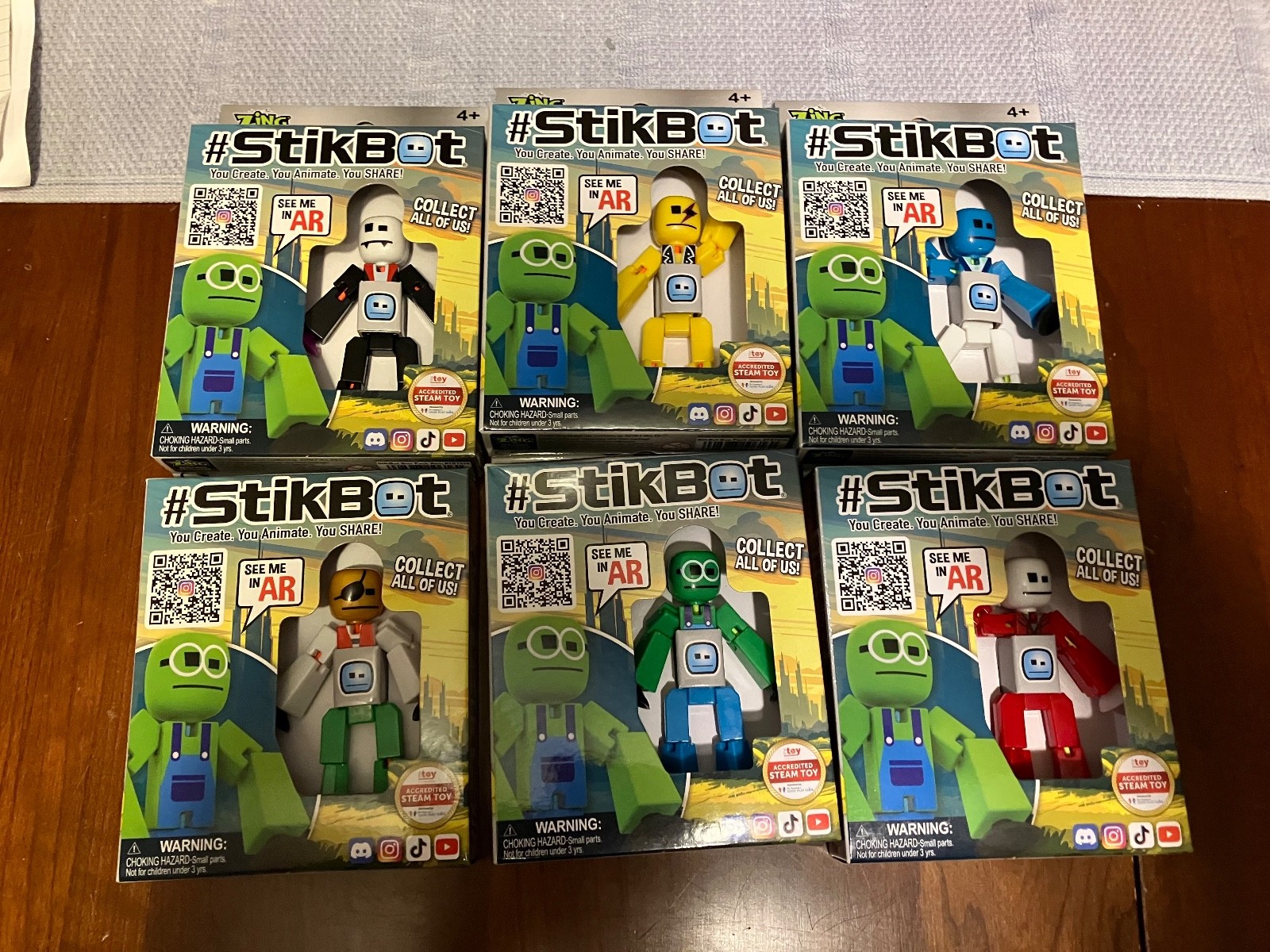 (6)Stikbot New In Box Zing Poseable Figures lot of 6 different -hard to find NEW