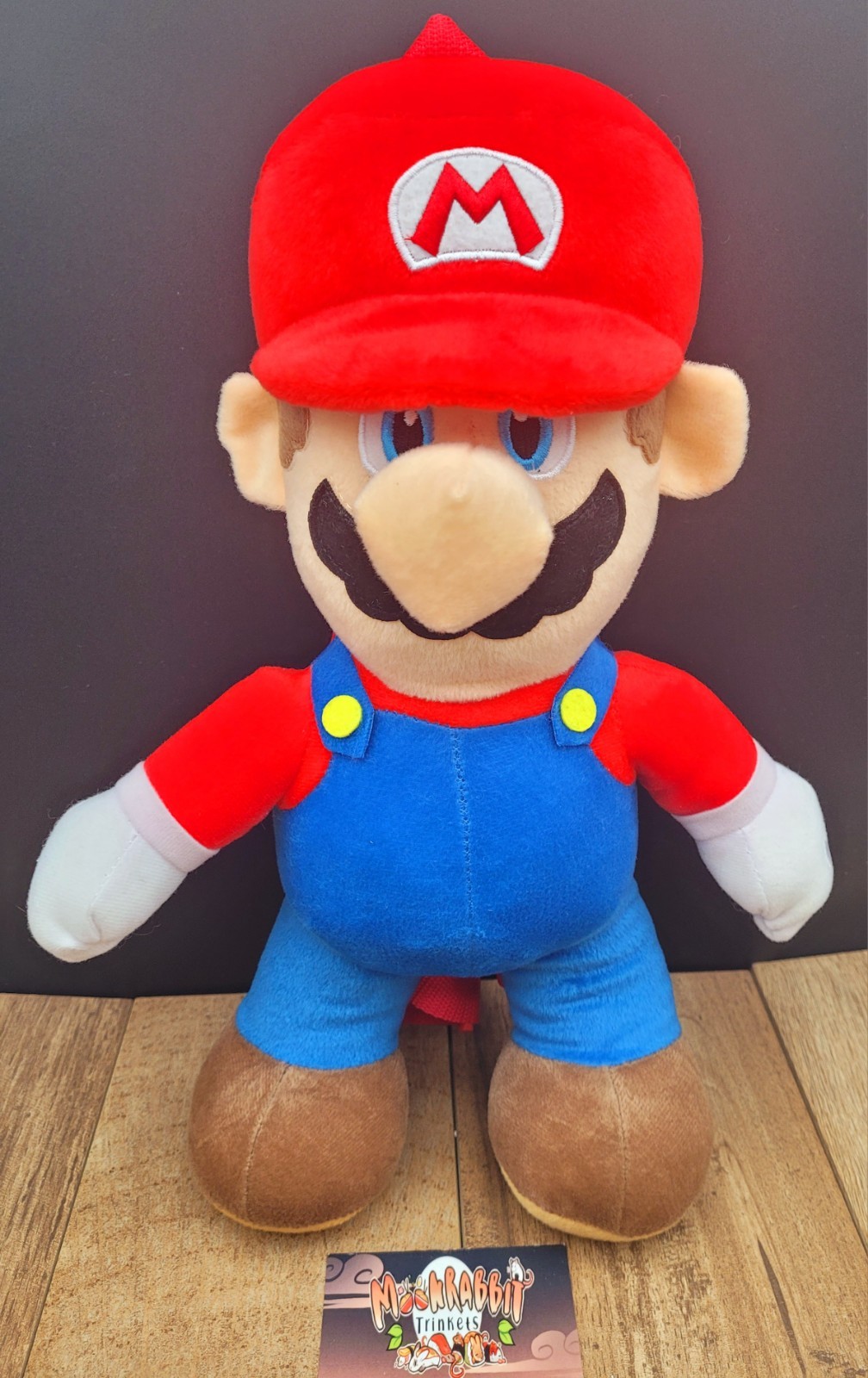 Mario doll red blue 13 inch stuffed plush backpack zippered bag with straps