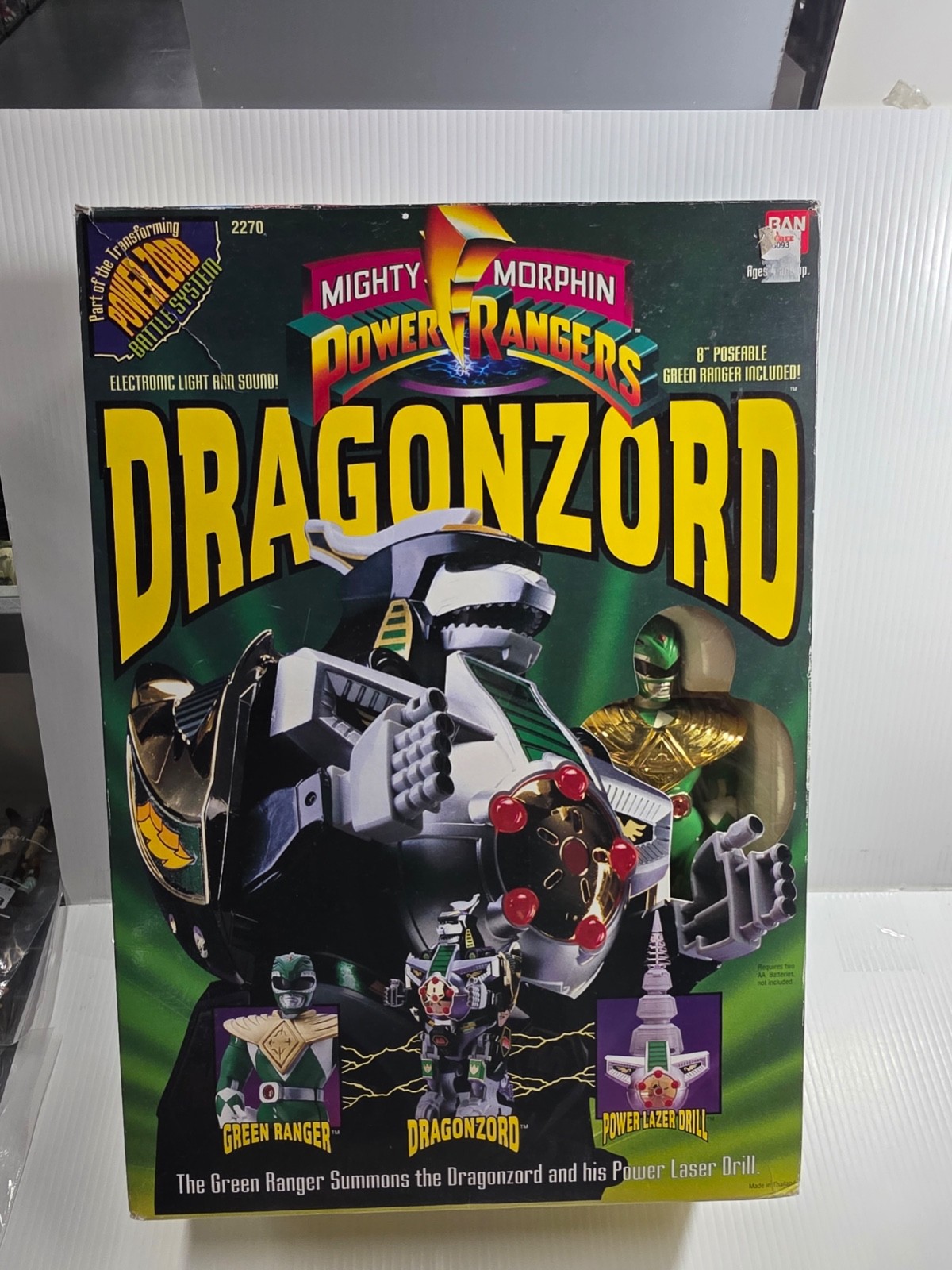 DRAGONZORD Mighty Morphin Power Rangers 1993 Bandai w/ Green Ranger deluxe vtg