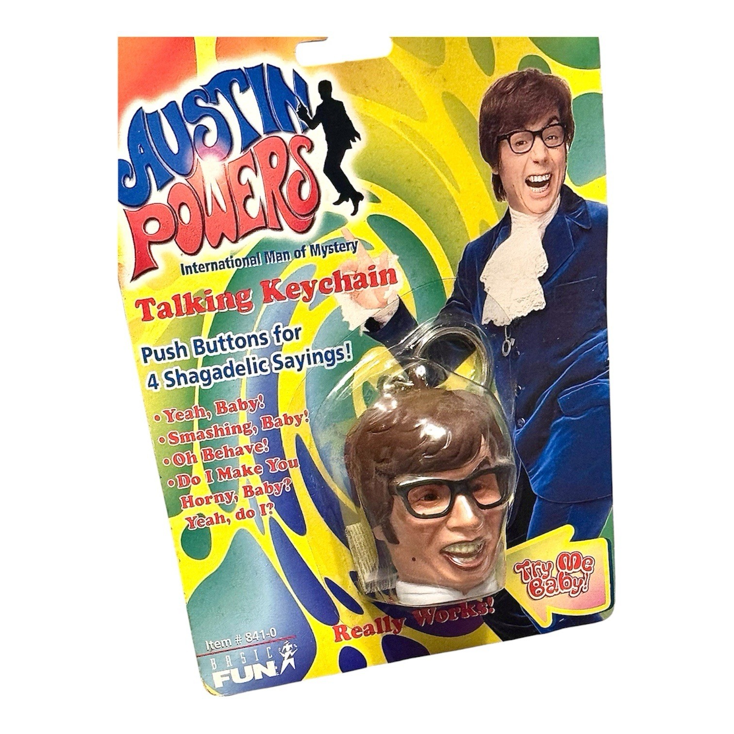 Austin Powers Talking Keychain Sealed In Package 1998 Basic Fun