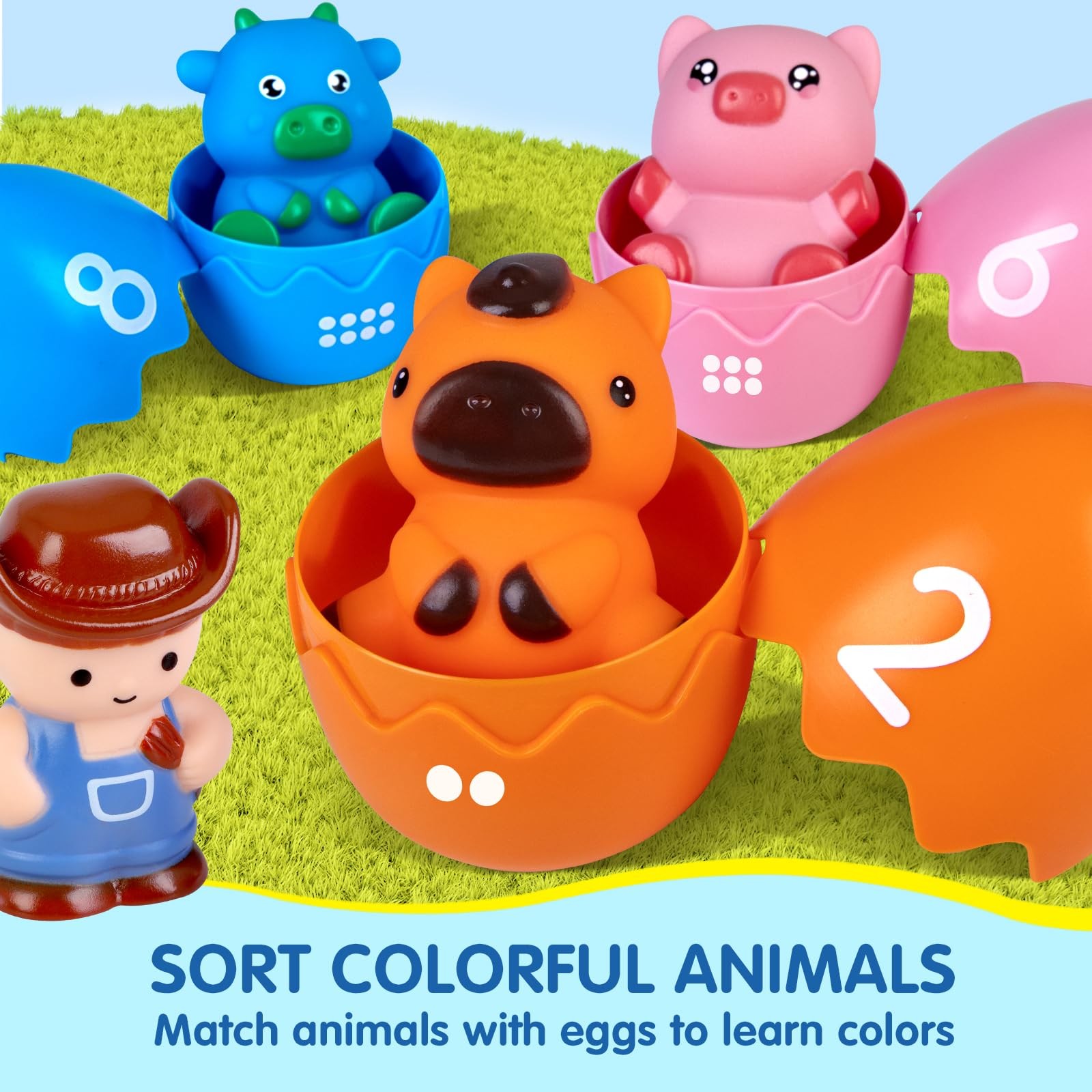 Learning Toys for 1 2 3 Years Old, Count Matching & Sorting Montessori Farm T…