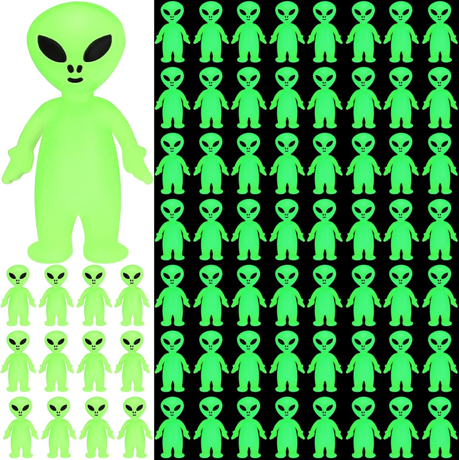 30 Pcs Mini Alien Figures Bulk Glow in the Dark Small Little Tiny Aliens Figurin