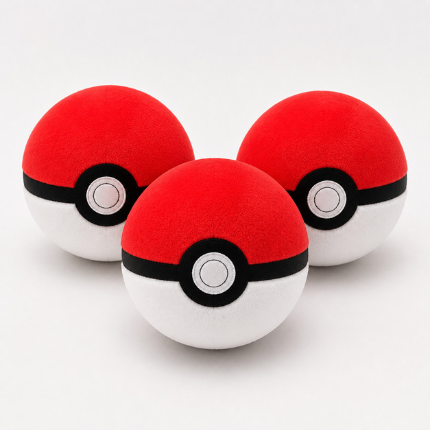 Pokemon Pokeball Plush Lot of 3 Red Poke Ball 5&Prime; Stuffed Toy Set