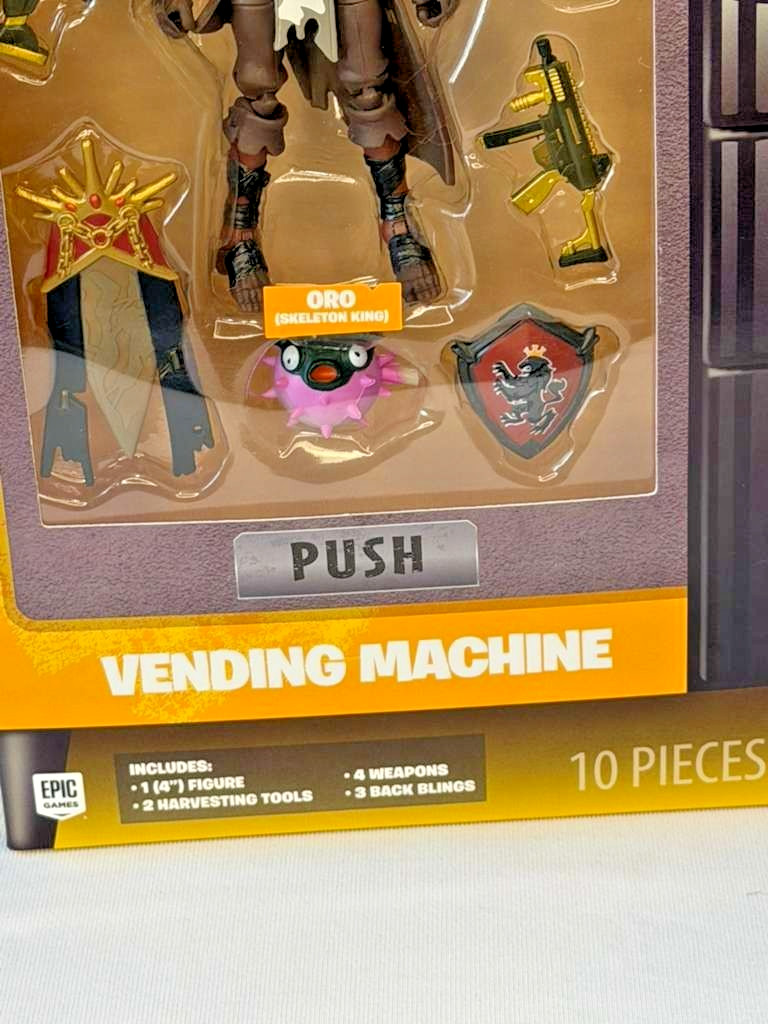 Fortnite Vending Machine Oro (Skeleton King) 4&Prime; Action Figure Pack – 10 Pcs – NE