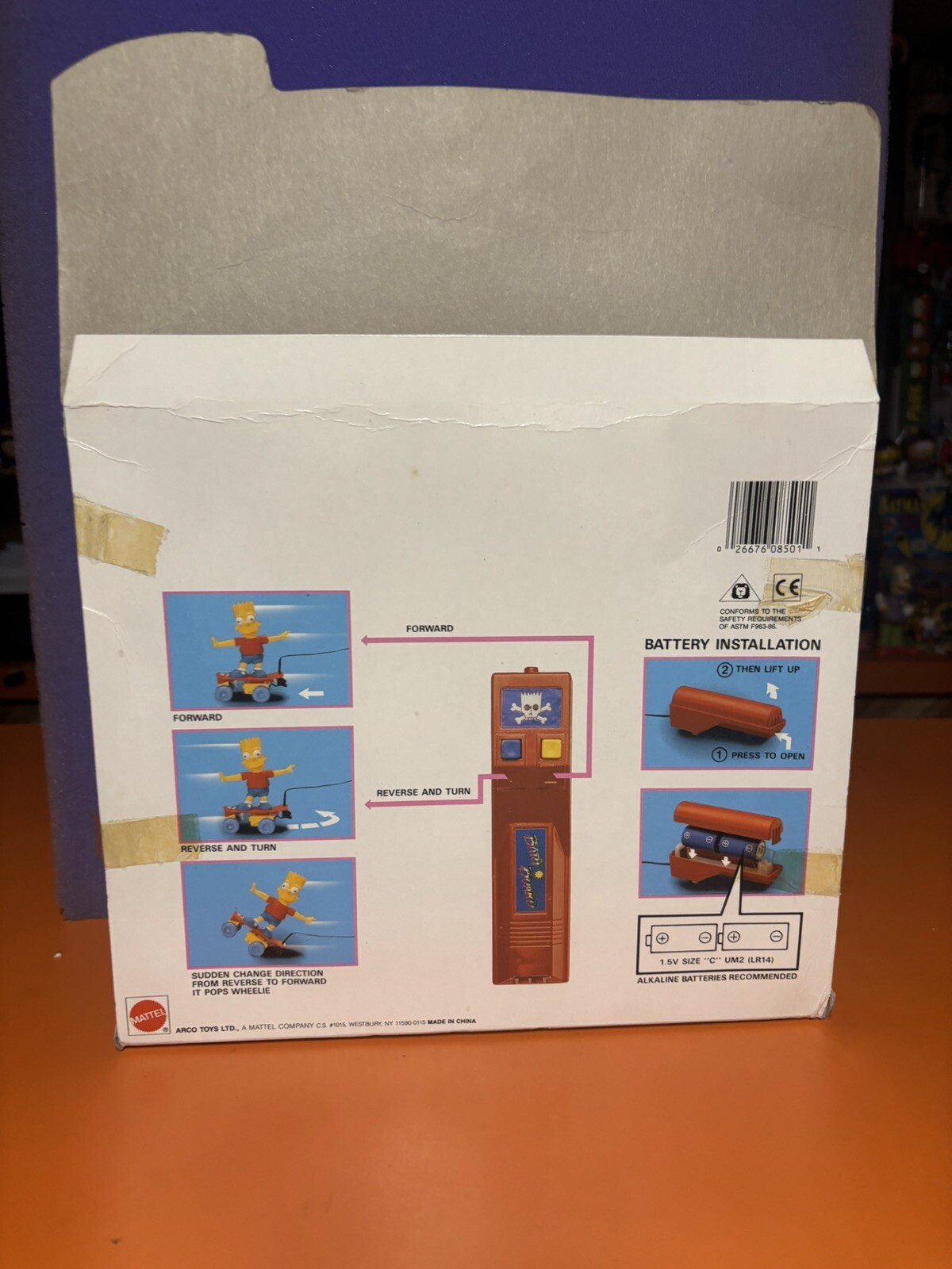 1990 MATTEL -BART SIMPSON “REMOTE CONTROL SKATEBOARD” MINT in BOX