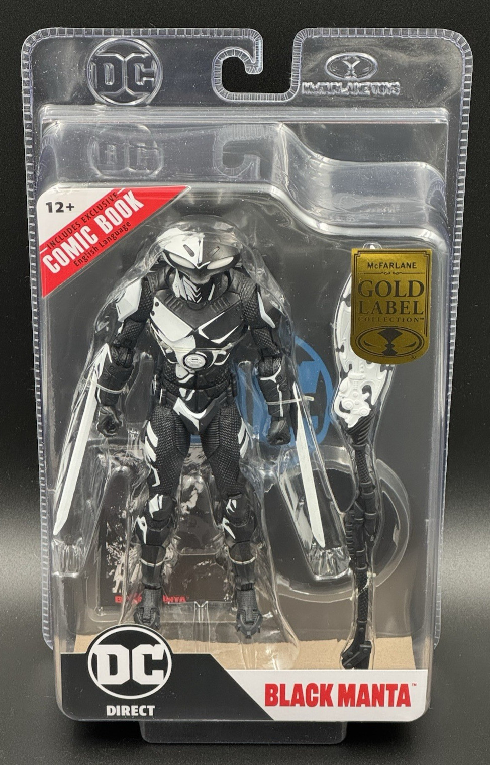 DC Direct McFarlane Toys Gold Label Black Manta Action Figure W/Comic Book NIB