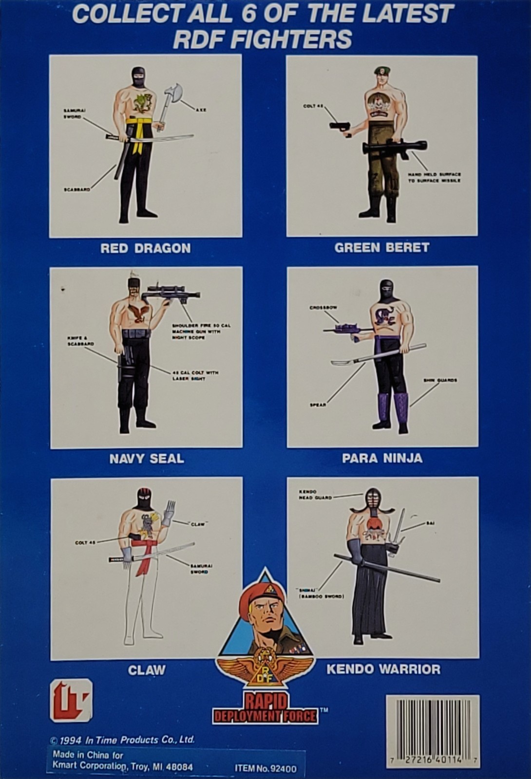 Rapid Deployment Force Kendo Warrior 12&Prime; Action Figure Play Set 1994 (Old Stock)