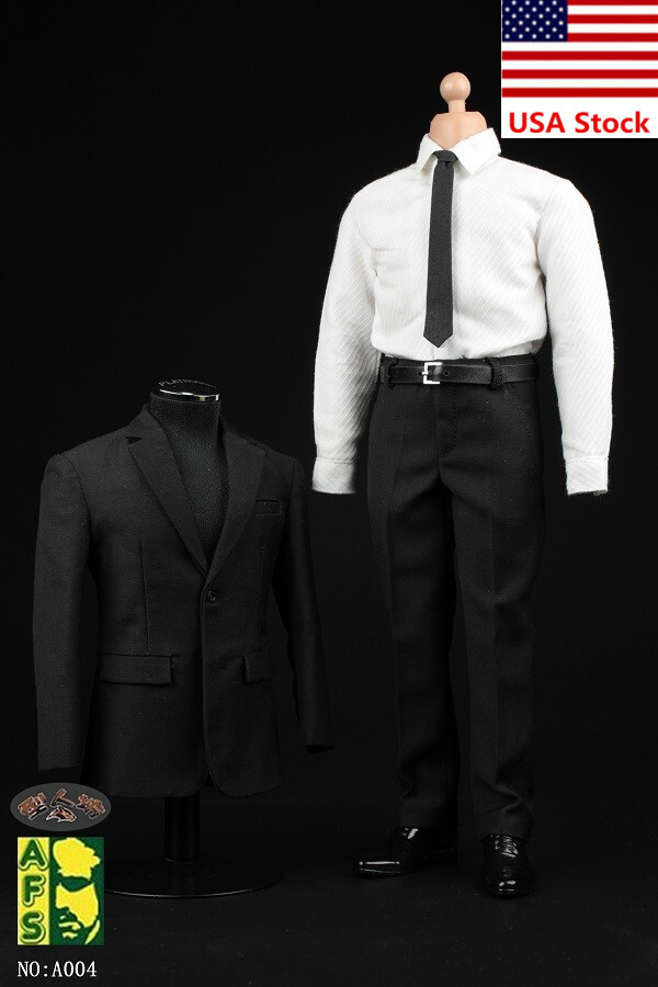 AFS A004W 1/6 Male White Shirt Suit Pants Clothes For 12&Prime;Action Figure Body