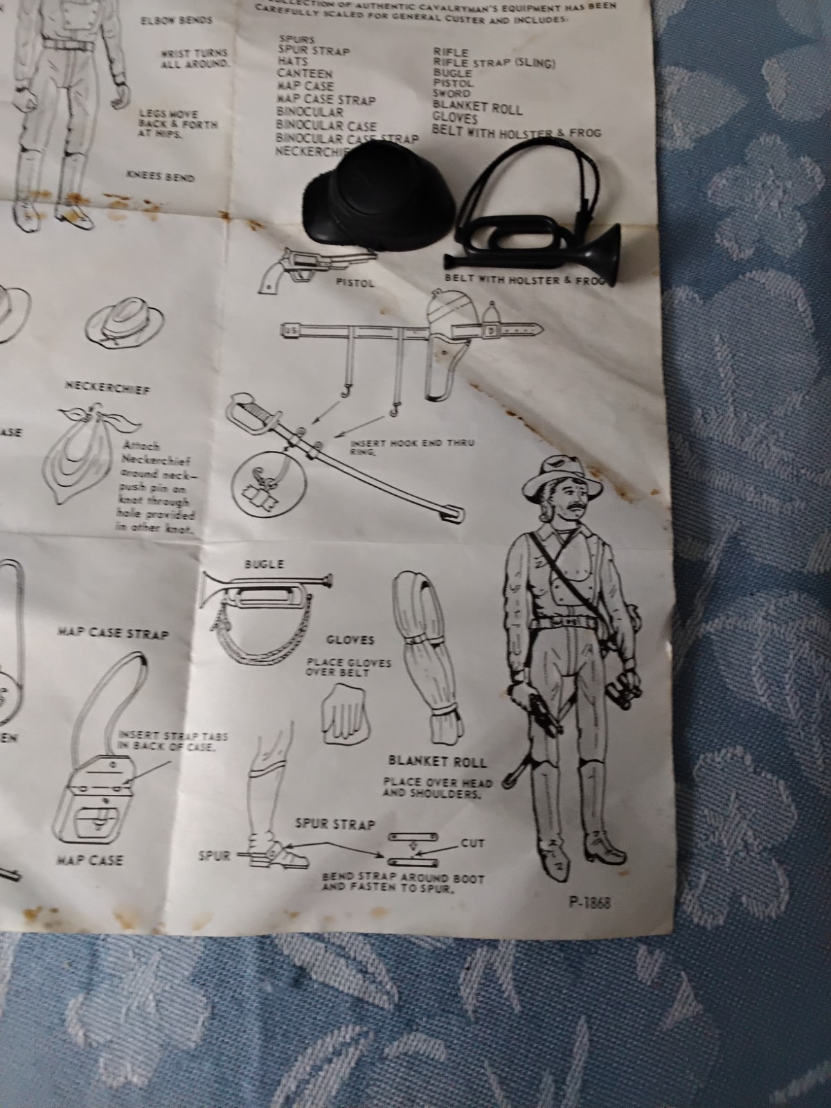 Original Marx General Custer, Equipment Manual, Bugle, & Hat Excellent Condition