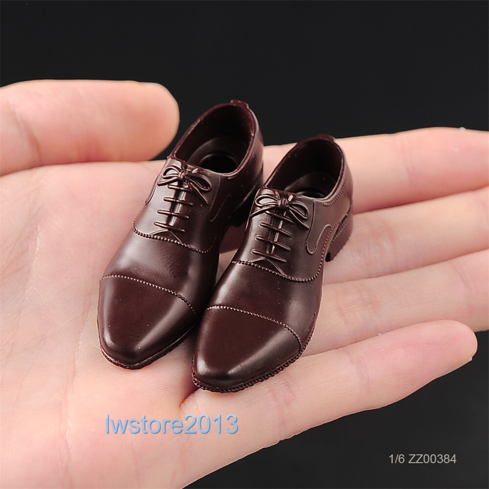 US 1/6 Men&rsquo;s Brown Shoes Model For 12&Prime; Male HT Action Figure Body Soldier Toys