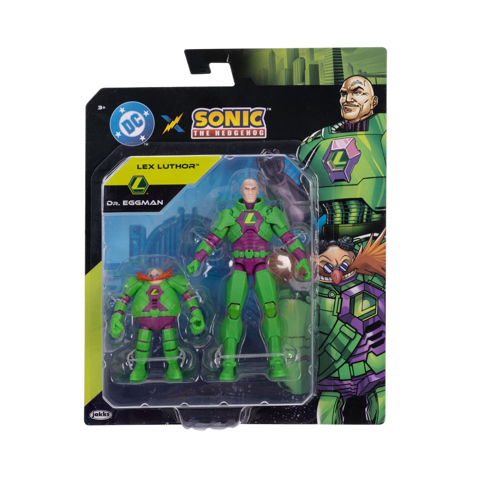 Dr EggMan and Lex Luthor 5&Prime; + 2.5&Prime; 2pk Action Fig. Sonic x DC Jakks Pacific