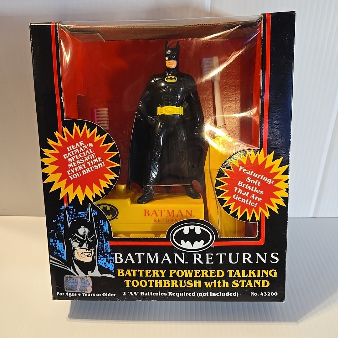 JANEX NEW Batman Returns Battery Powered Talking Toothbrush /Stand Vintage